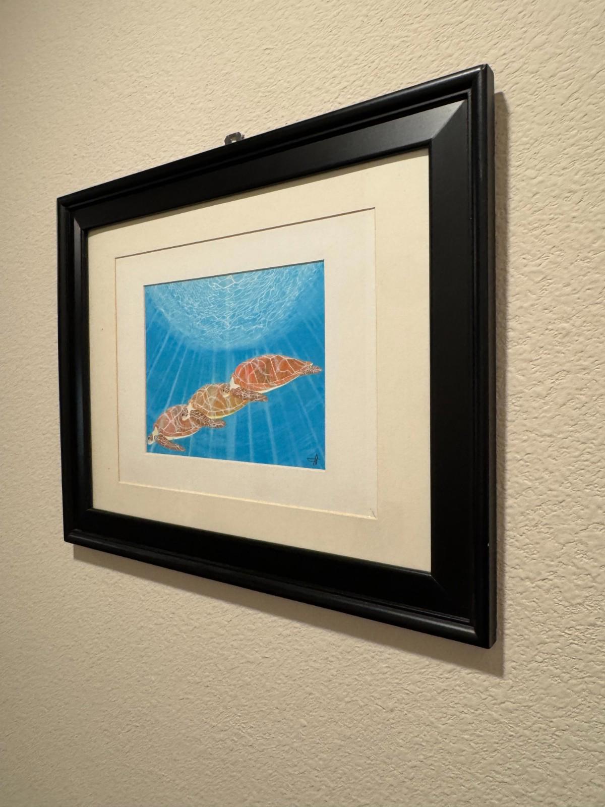 Scott Wright La Jolla Framed Sea Turtles Underwater Art Print Framed - Bird Rock