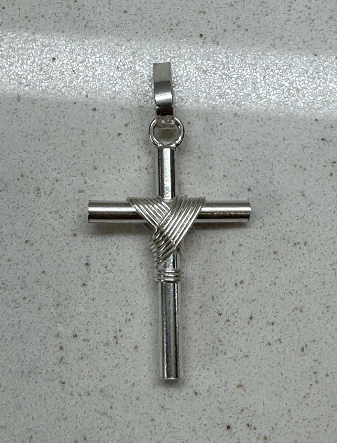 Mexico .925 Silver Wire Wrapped Religious Cross Pendant