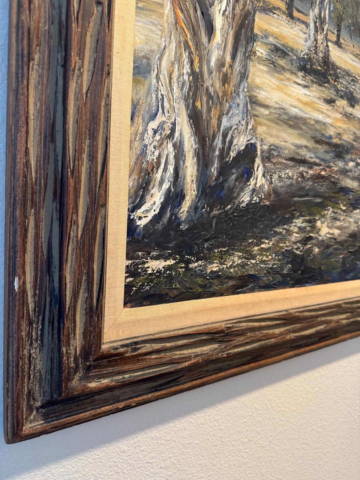 Vintage Framed Oil Painting Gnarled Olive Trees Landscape Signed Thorn 30x36 NM+