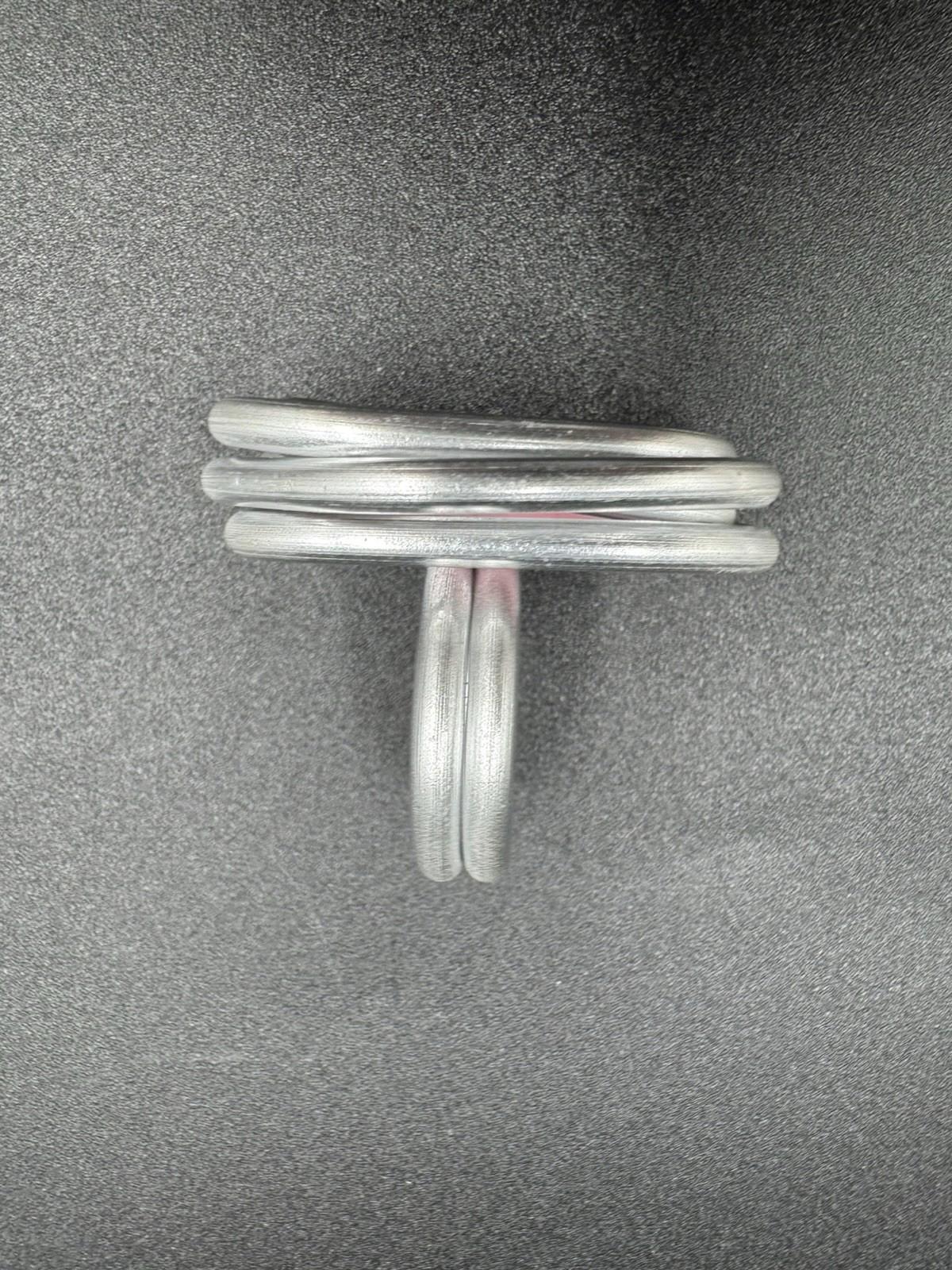 Handmade Bauhaus Inspired Aluminum Puzzle Ring Argentine Designer Pink Rectangle