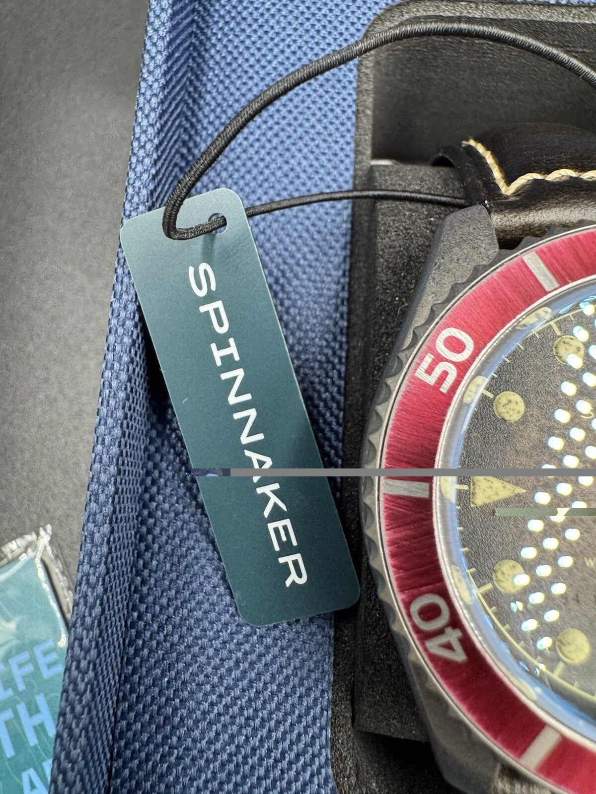 Spinnaker Wreck Red Ring and Gray with Leather Black Dial Wristwatch SP-5089-01