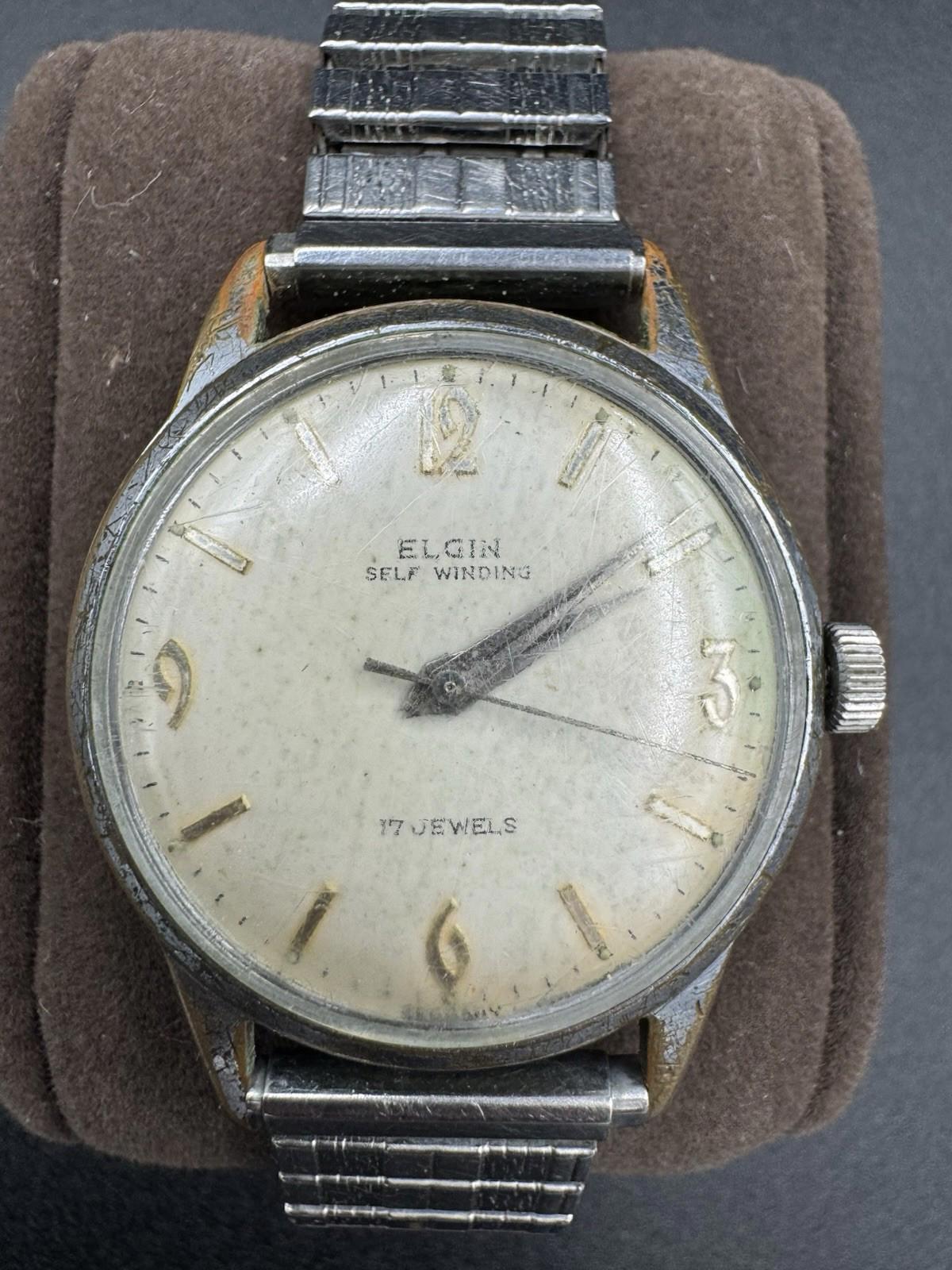Vintage Elgin Self Winding 17 Jewels Automatic Watch Cal 790 Germany - Runs Well