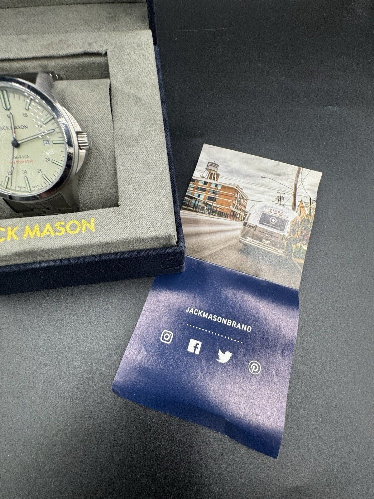 Jack Mason JM-F103 Automatic 40mm White Dial Stainless Bracelet 100m Box Papers