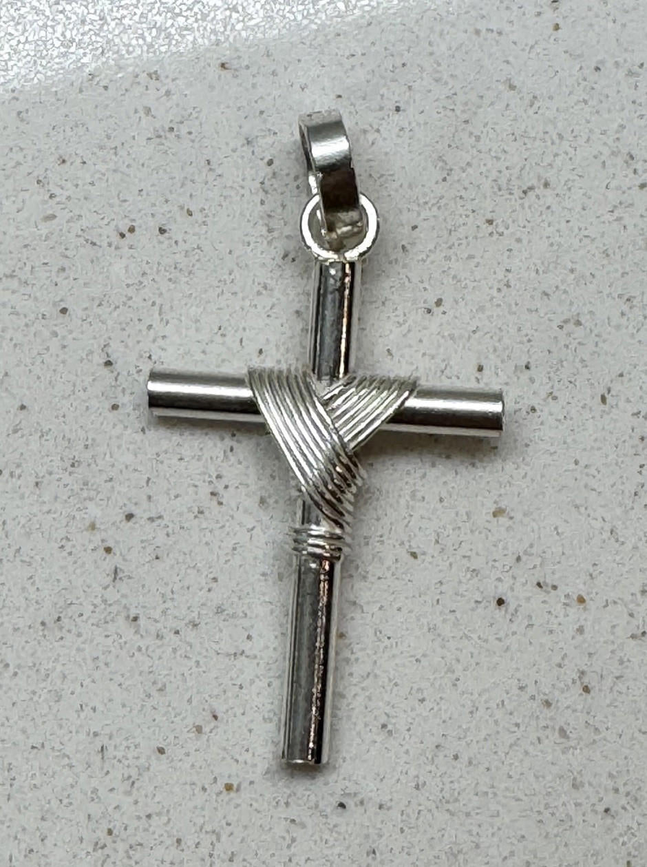Mexico .925 Silver Wire Wrapped Religious Cross Pendant