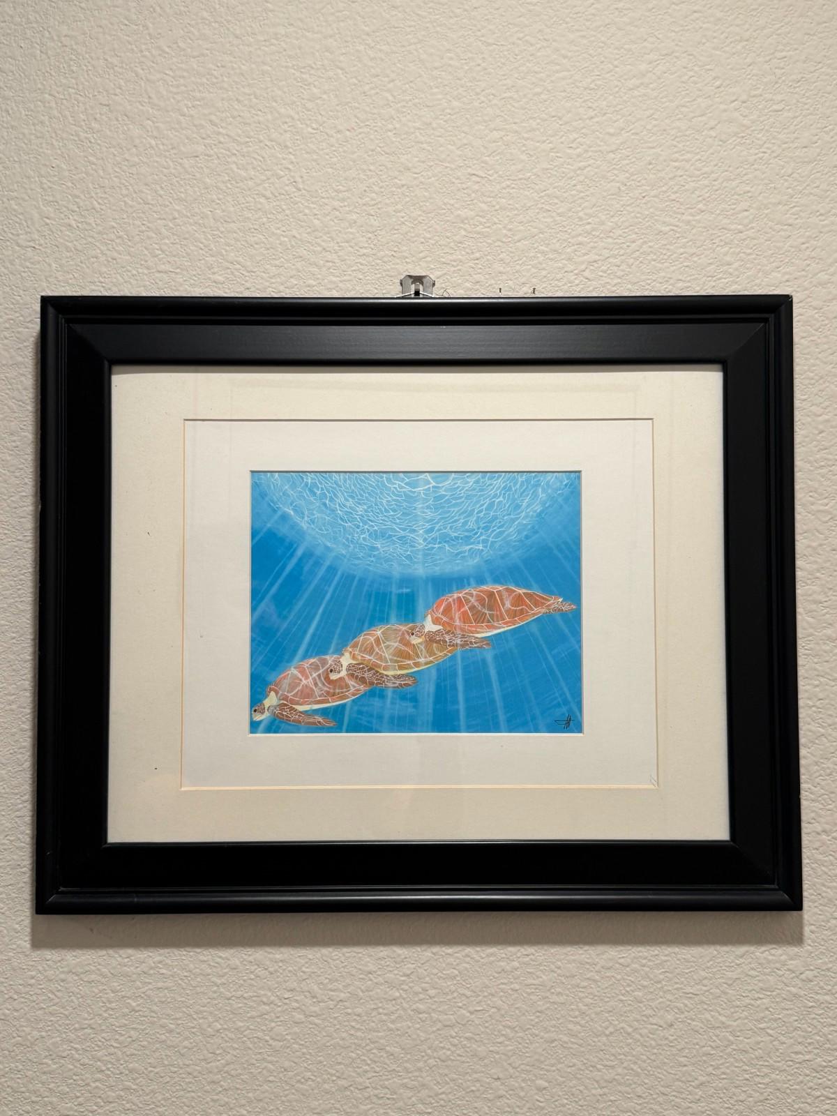 Scott Wright La Jolla Framed Sea Turtles Underwater Art Print Framed - Bird Rock