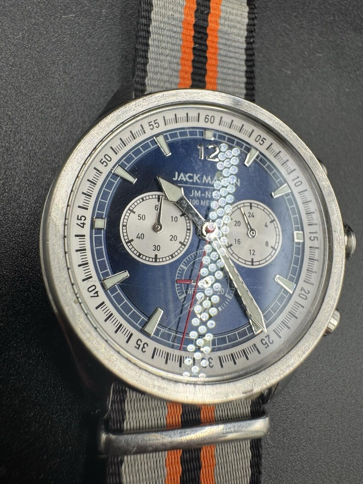 Jack Mason JM-N102-027 Watch Mens 42mm Blue Dial Chronograph Date w/ Nylon Strap