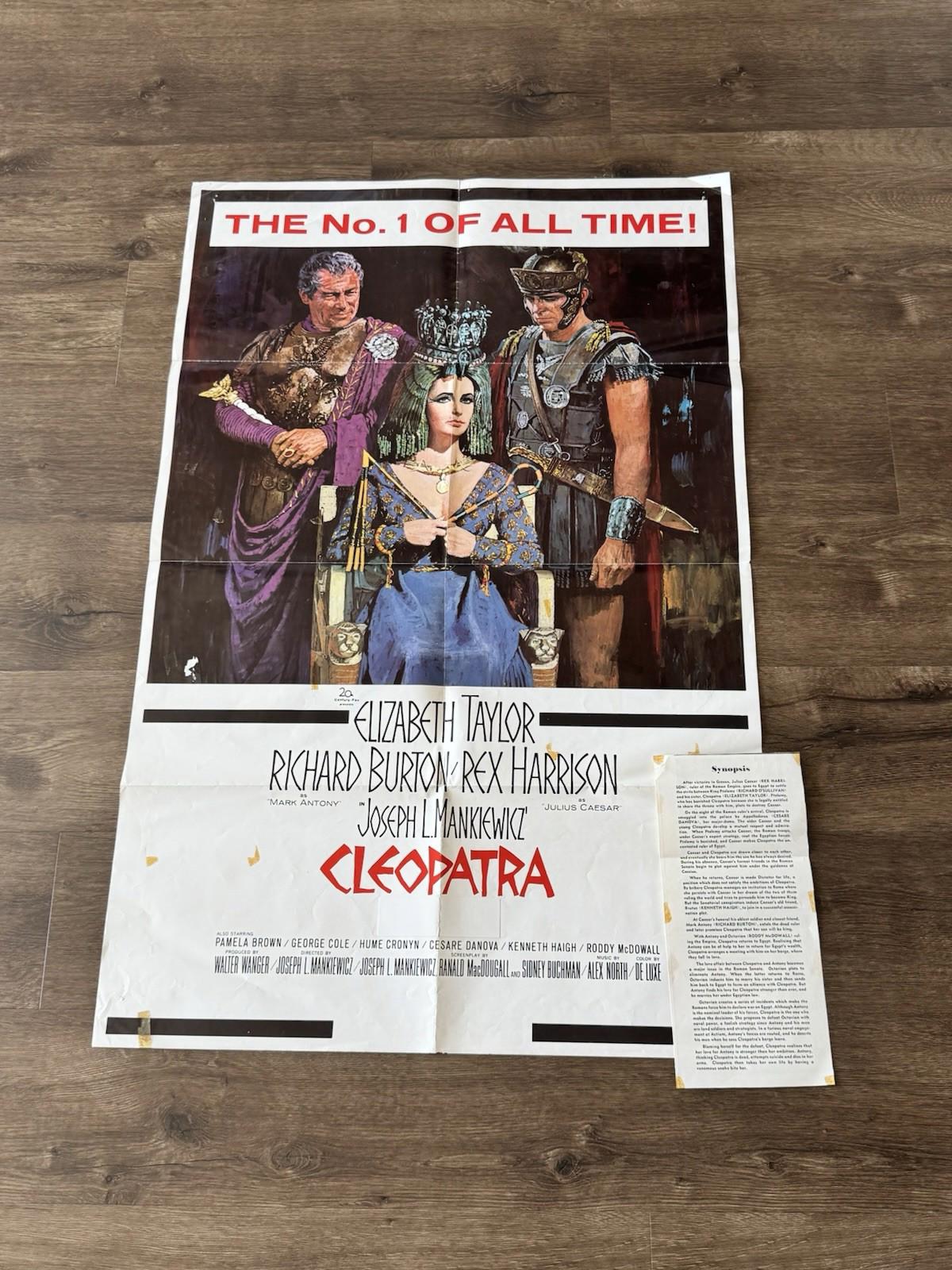 CLEOPATRA ORIGINAL MOVIE POSTER ELIZABETH TAYLOR 1963