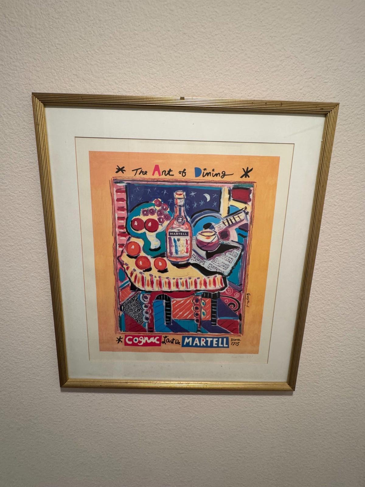 Vintage Wayne Ensrud Signed Serigraph The Art of Dining Martell Cognac 3/93 Rare