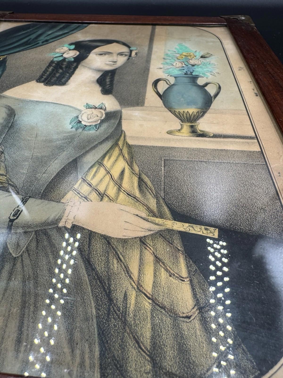 Antique Kelloggs & Comstock Hand Colored Lithograph Portrait