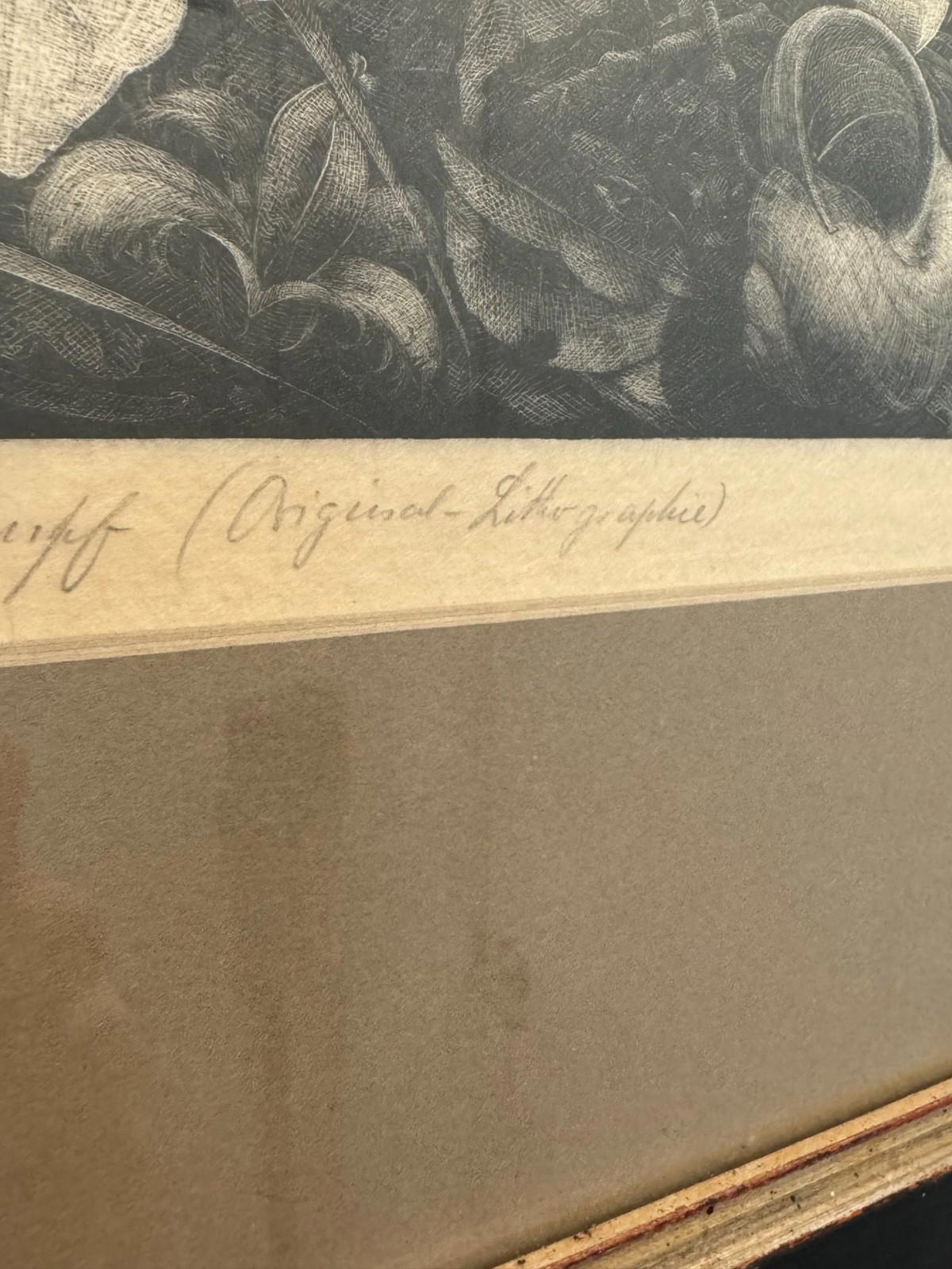 Vintage Wilhelm Heise Original Lithograph Nächtliche Blumenstücke Botanical 1925