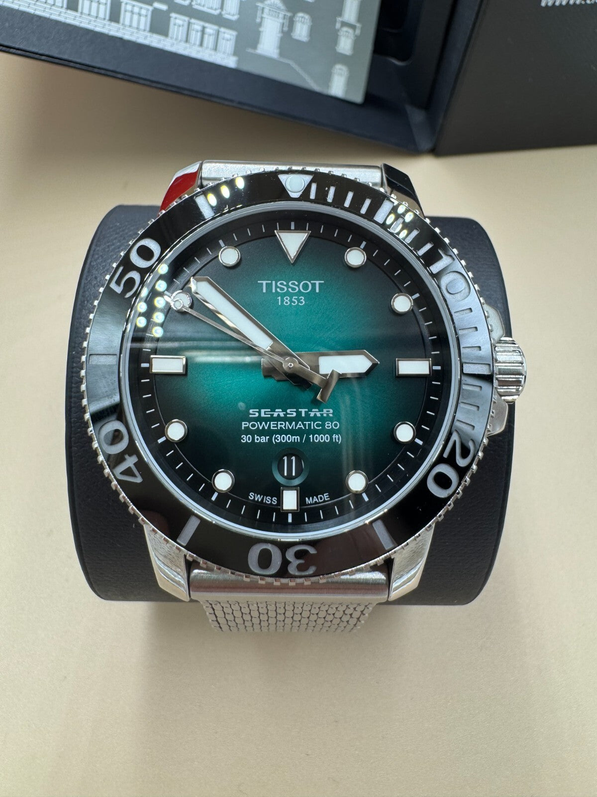 Tissot Seastar 1000 Powermatic 80 Green Dial 43MM Men's Watch T120.407.11 Box VG