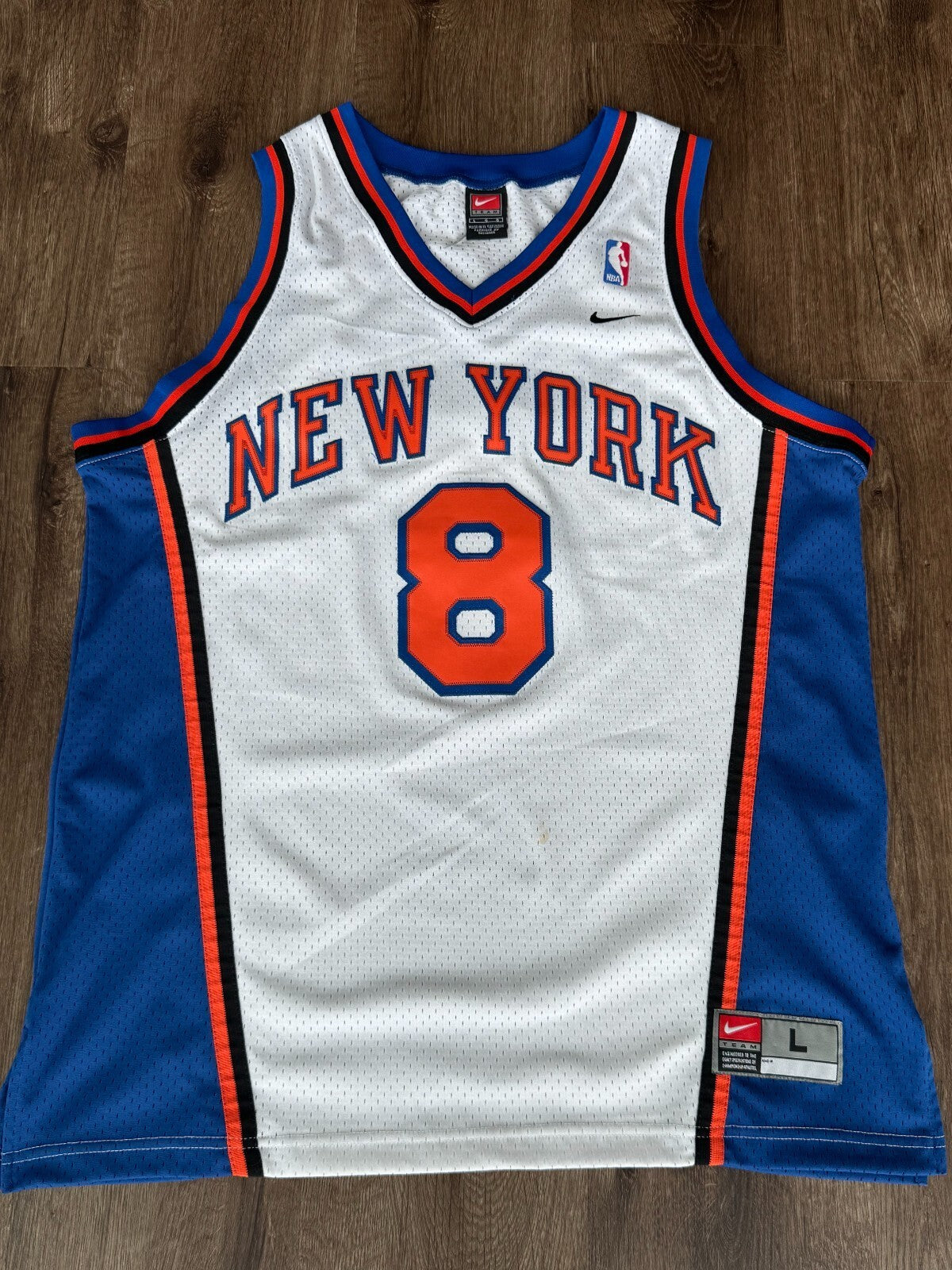 Vintage Nike Latrell Sprewell ‘Swingman’ White Jersey L New York Knicks Number 8