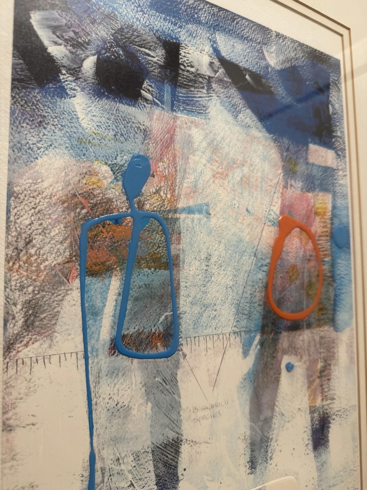 Signed Mario Cespedes Abstract Mixed Media Framed Original