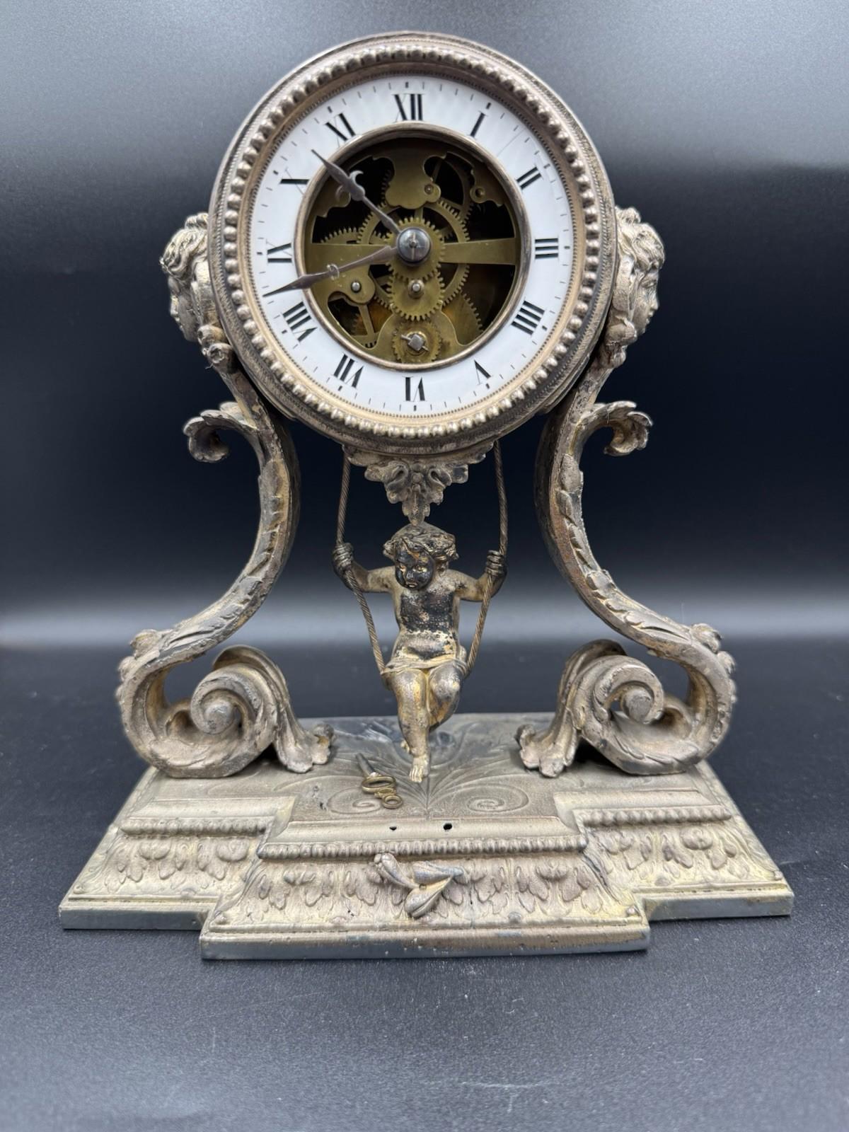 Antique Eugène Farcot Swinging Cherub Mystery Clock French
