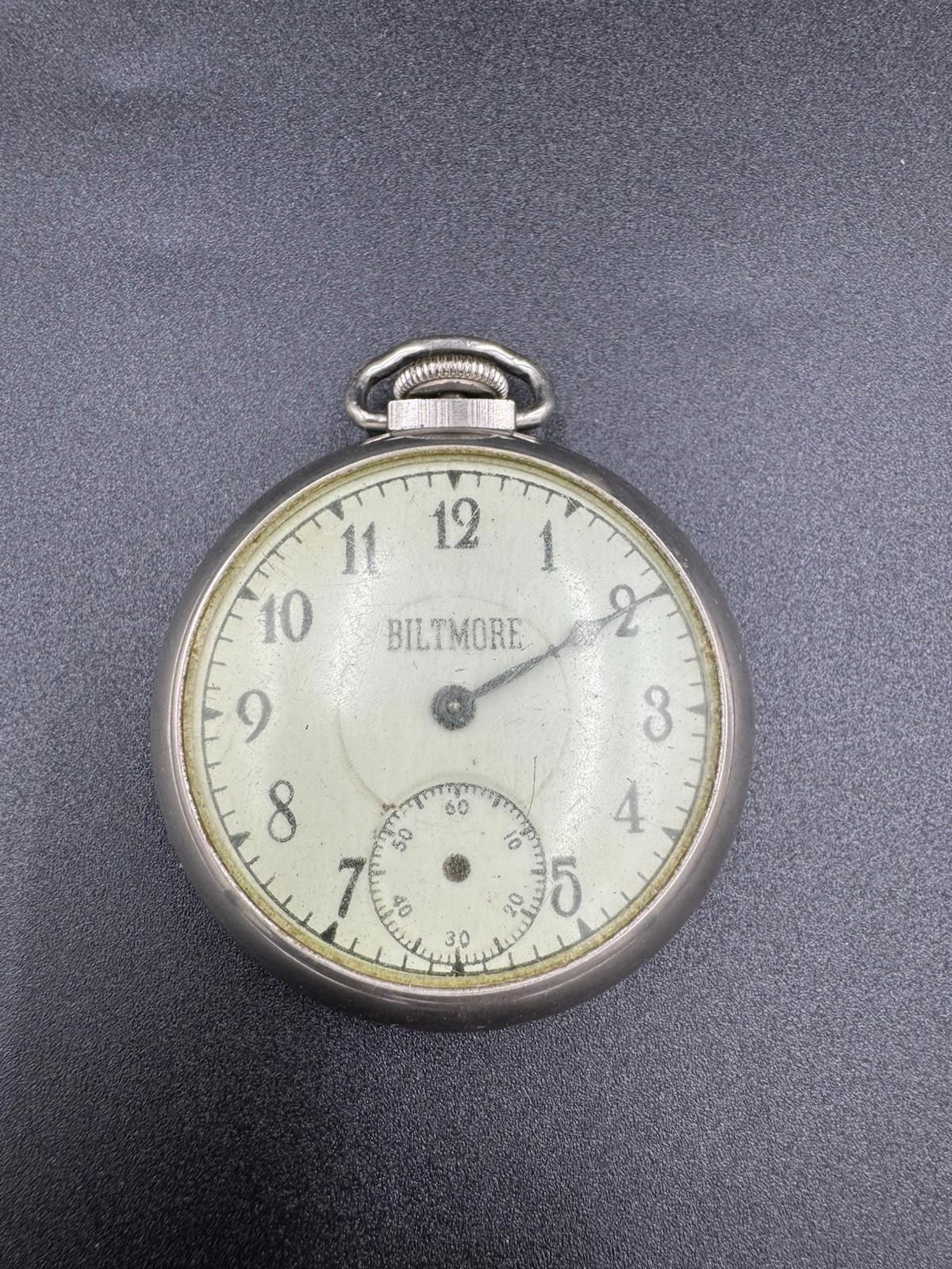 Ingraham Biltmore Pocket Watch - Please see photos for Condition - Works Well G+