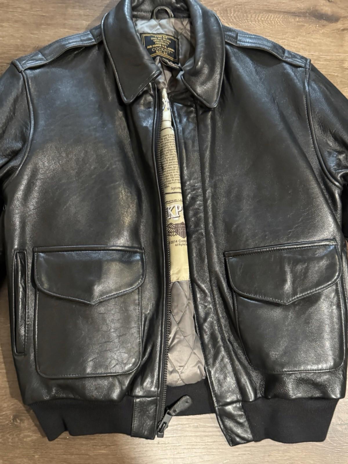 COCKPIT USA Type A-2 Air Force US Army DWG 30-1415 D Brown Leather Jacket Mens S