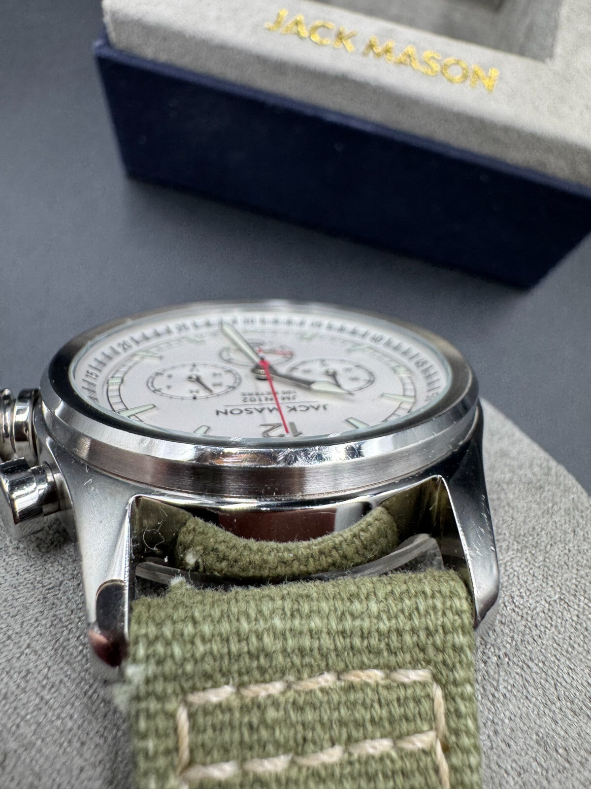 Jack Mason Chronograph Watch JM-N102-018 Stainless Steel Green Strap 100 Meters