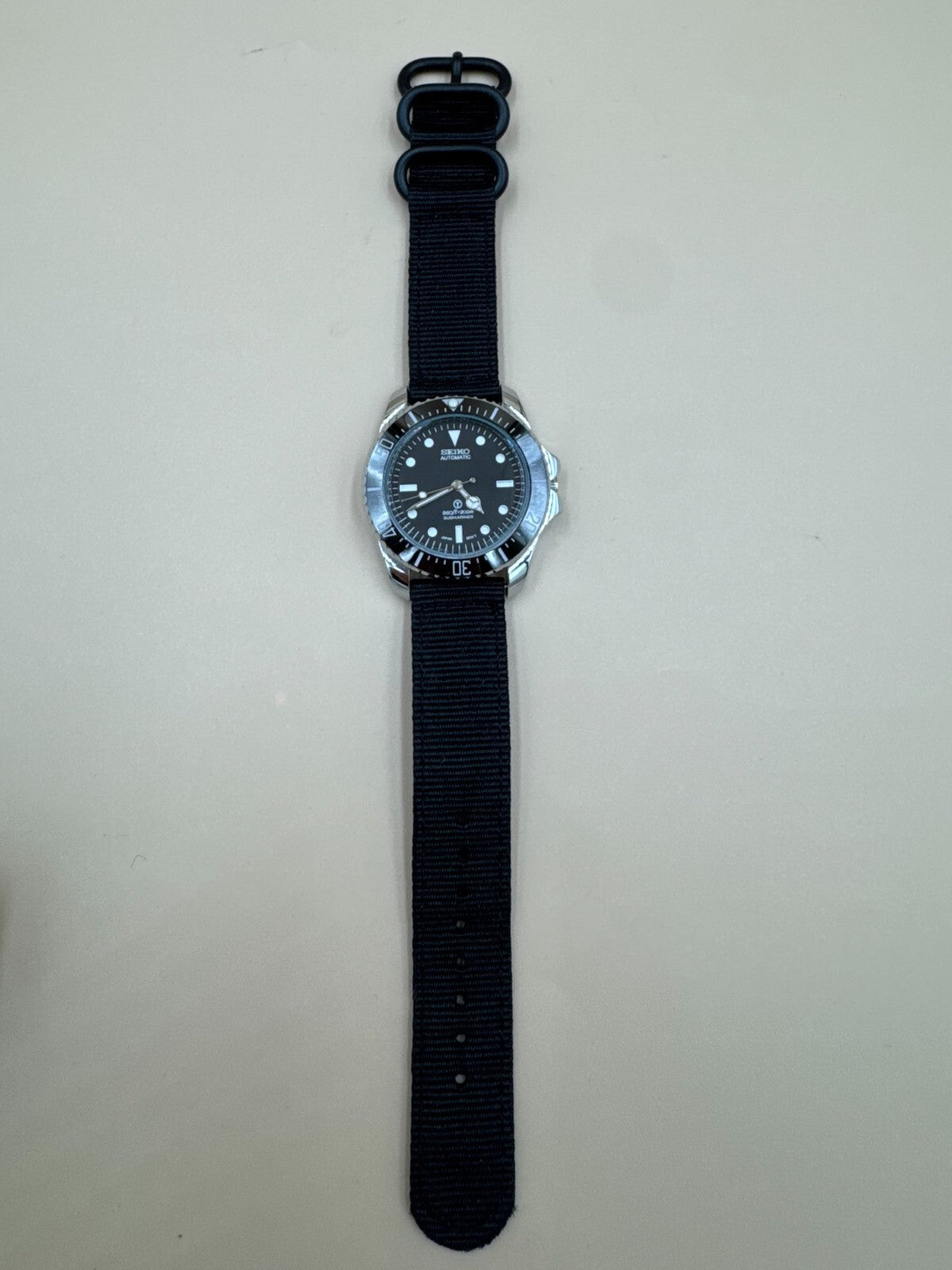 Seiko Mod Submariner Automatic 200m NATO Strap Black Dial Great Condition Japan
