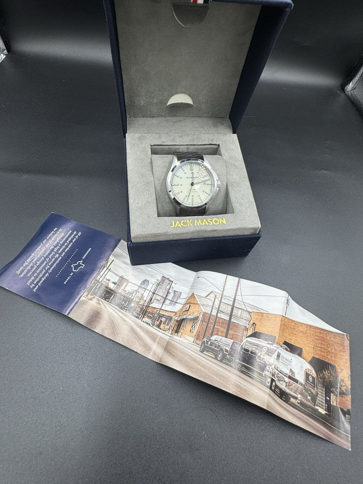 Jack Mason JM-F103 Automatic 40mm White Dial Stainless Bracelet 100m Box Papers