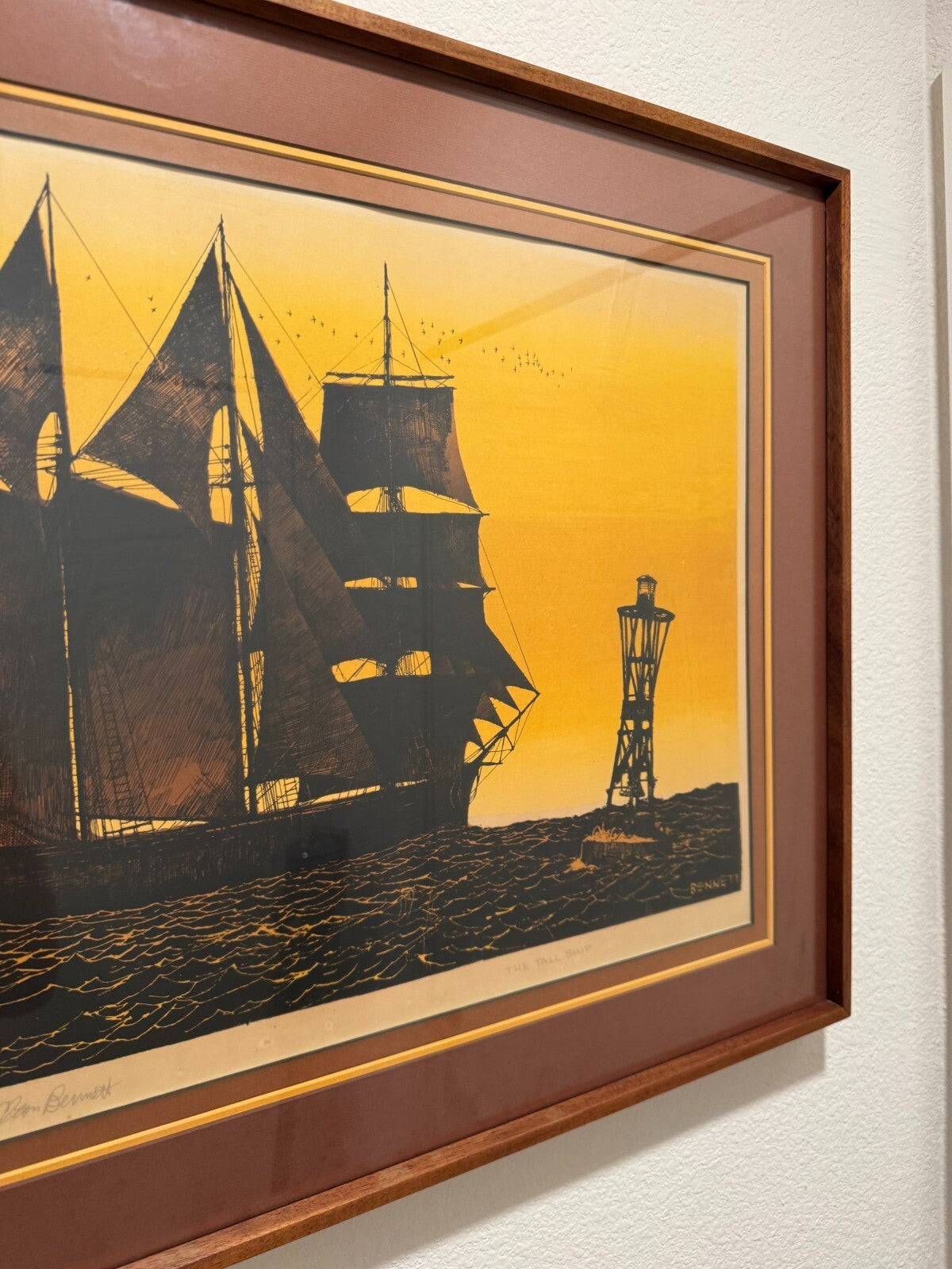 Elton Bennett The Tall Ship Signed Serigraph Framed Nautical Print Rare Original
