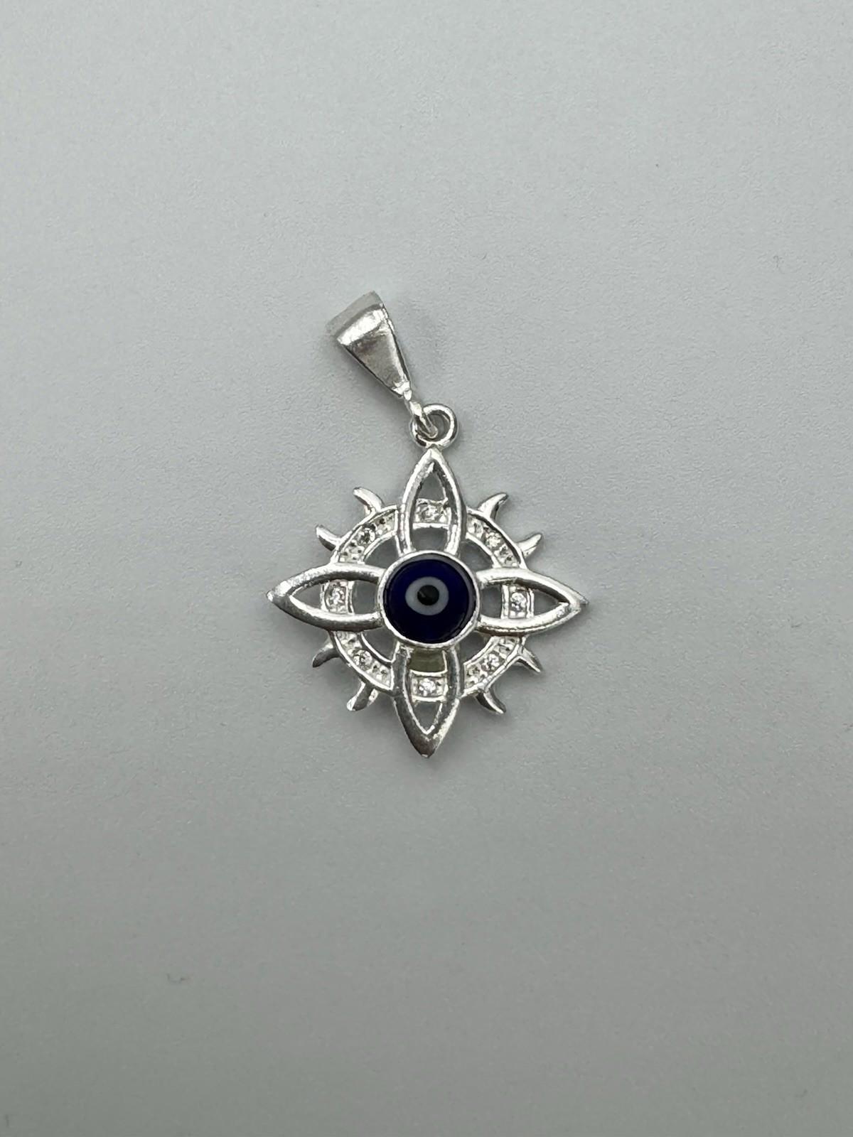 Mexico .925 Silver Evil Eye Starburst Pendant GA50925 w/ CZ