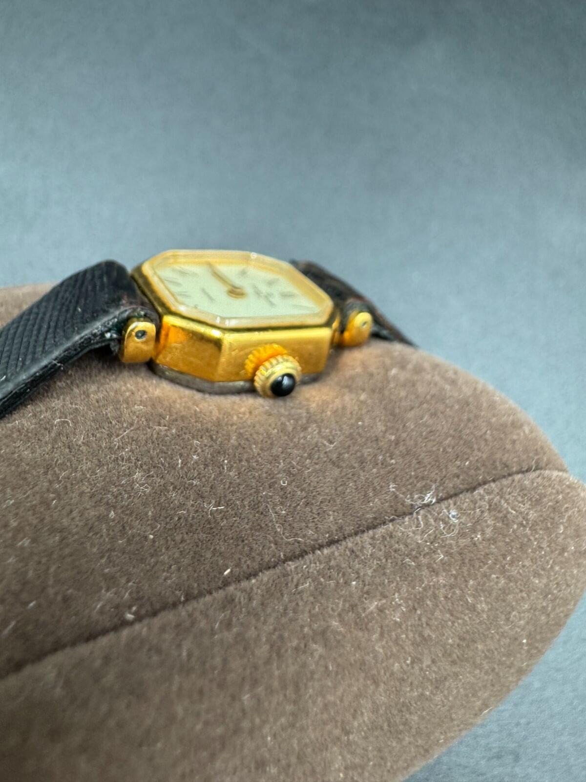 Vintage Christian Bernard Paris Octagonal Quartz Watch Gold Roman Numeral Dial