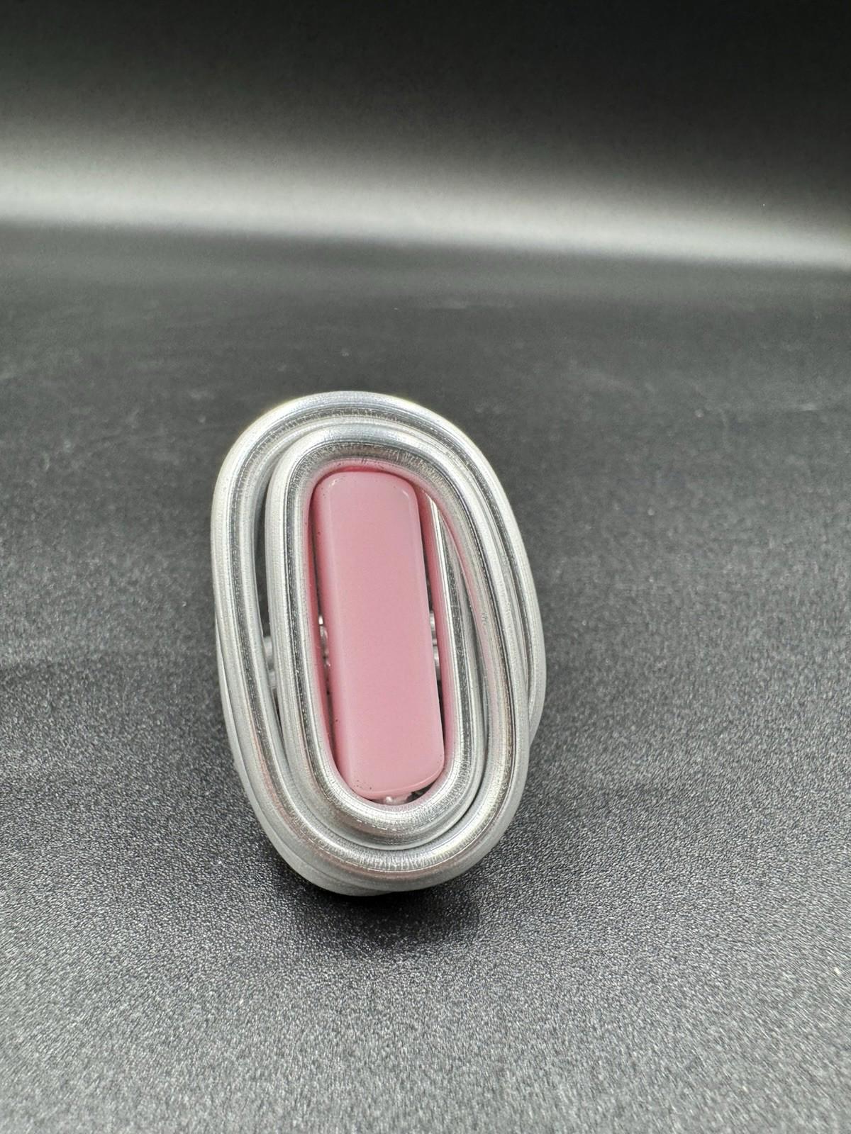 Handmade Bauhaus Inspired Aluminum Puzzle Ring Argentine Designer Pink Rectangle