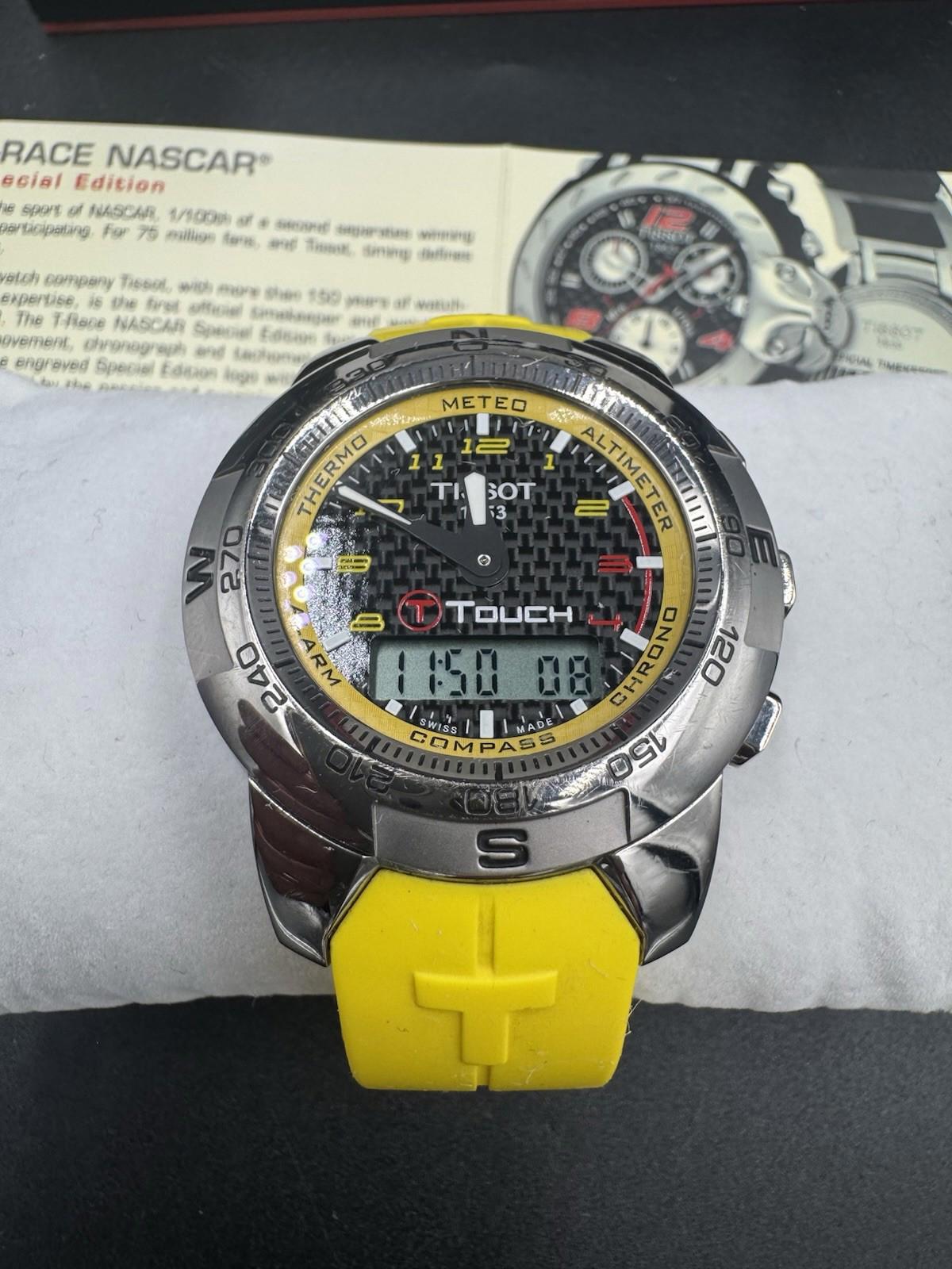 Tissot T-Touch NASCAR Special Edition Titanium Case Yellow Rubber Band with box