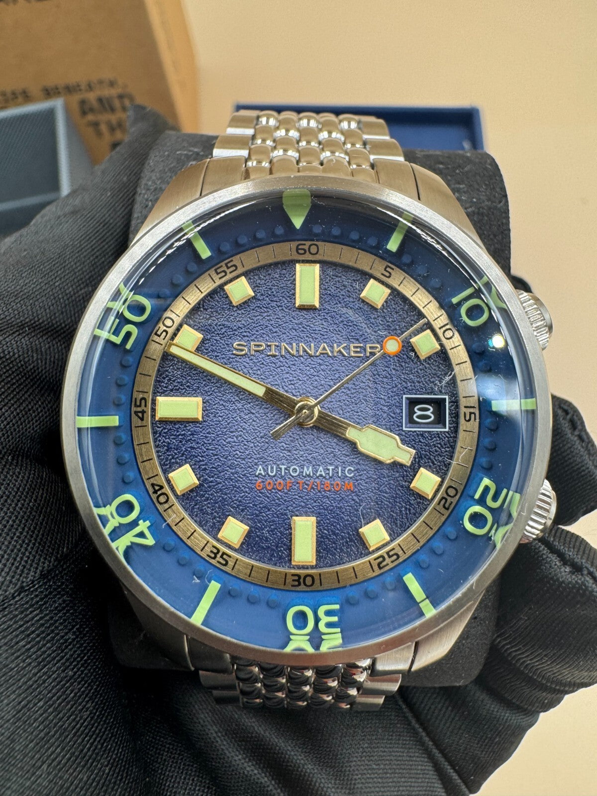 Spinnaker Bradner SP-5062-22 Pacific Blue Men's Automatic Dive Watch Box &Papers