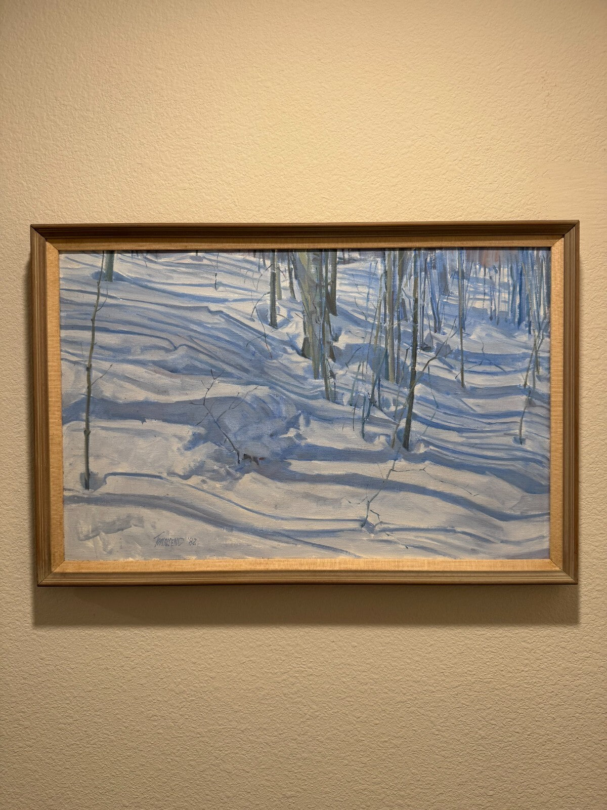 Townsend 1982 Oil Painting Winter Forest Snow Landscape Signed Canvas - Very Goo