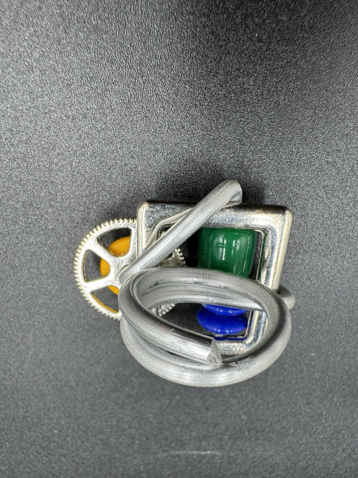 Handmade Bauhaus Inspired Aluminum Puzzle Ring Argentine Designer Multi Color NM