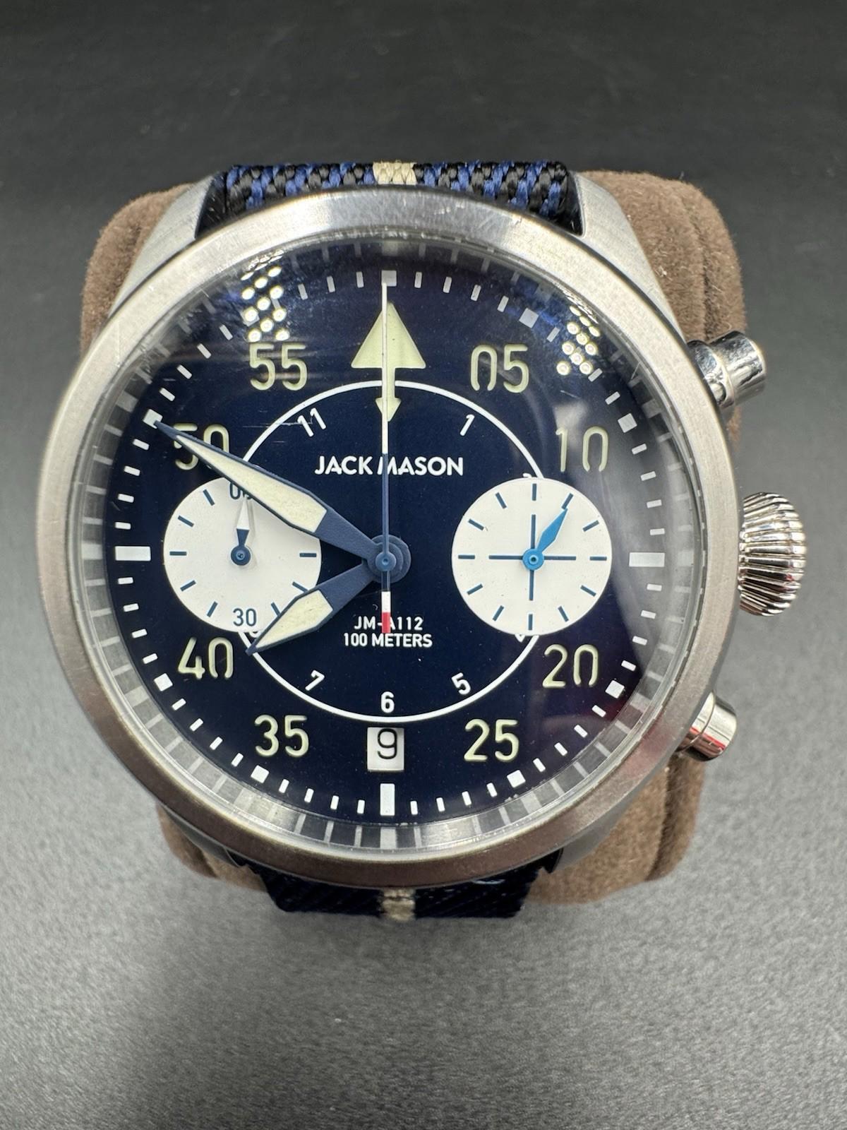 Jack Mason Aviation Nylon Band Men's Analog Watch Luminous JM-A112-001 Very Rare
