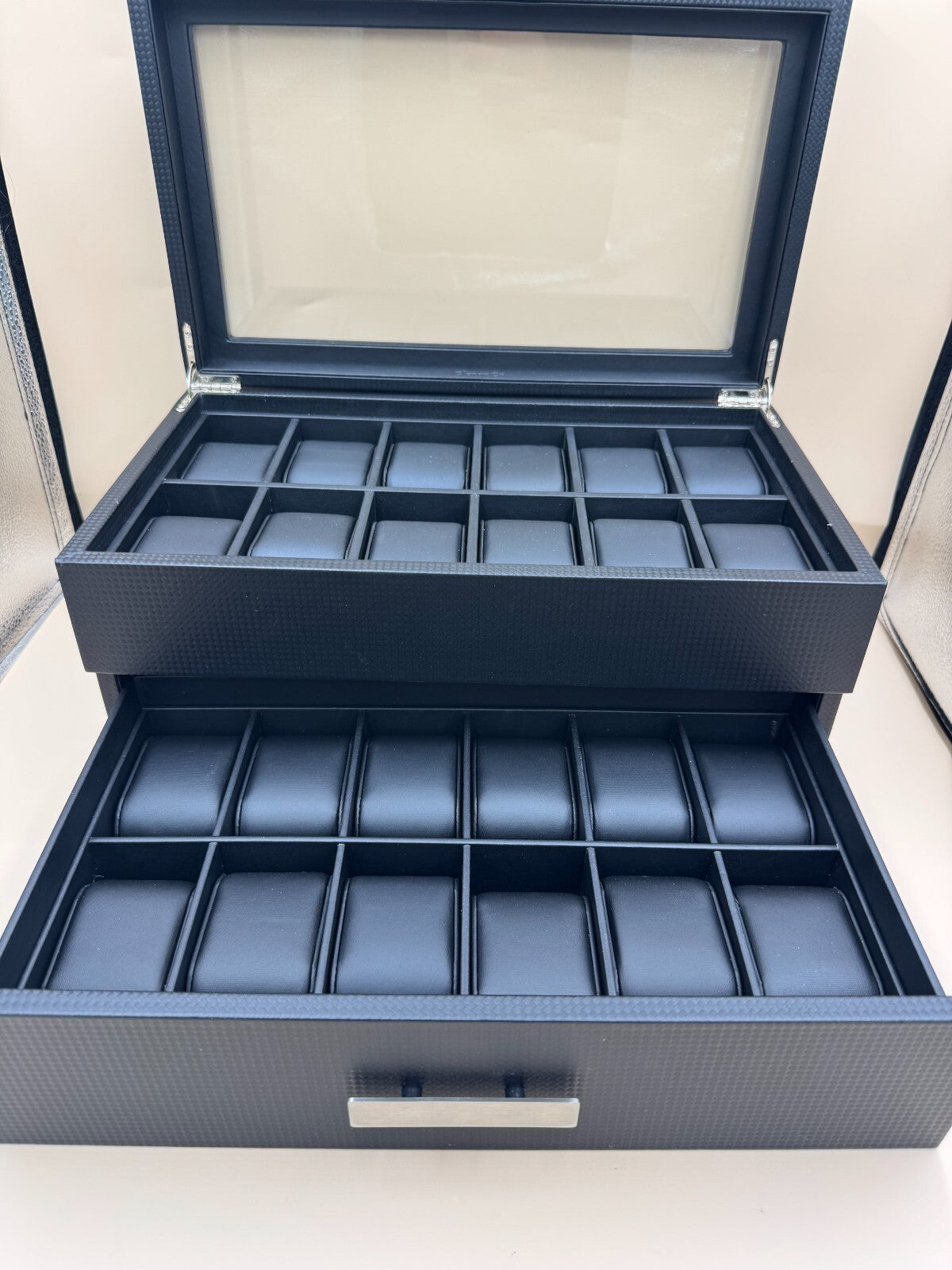 Glenor Co Watch Box Valet Drawer for Men 24 Slot Luxury Watch Case GLWB24BK NM