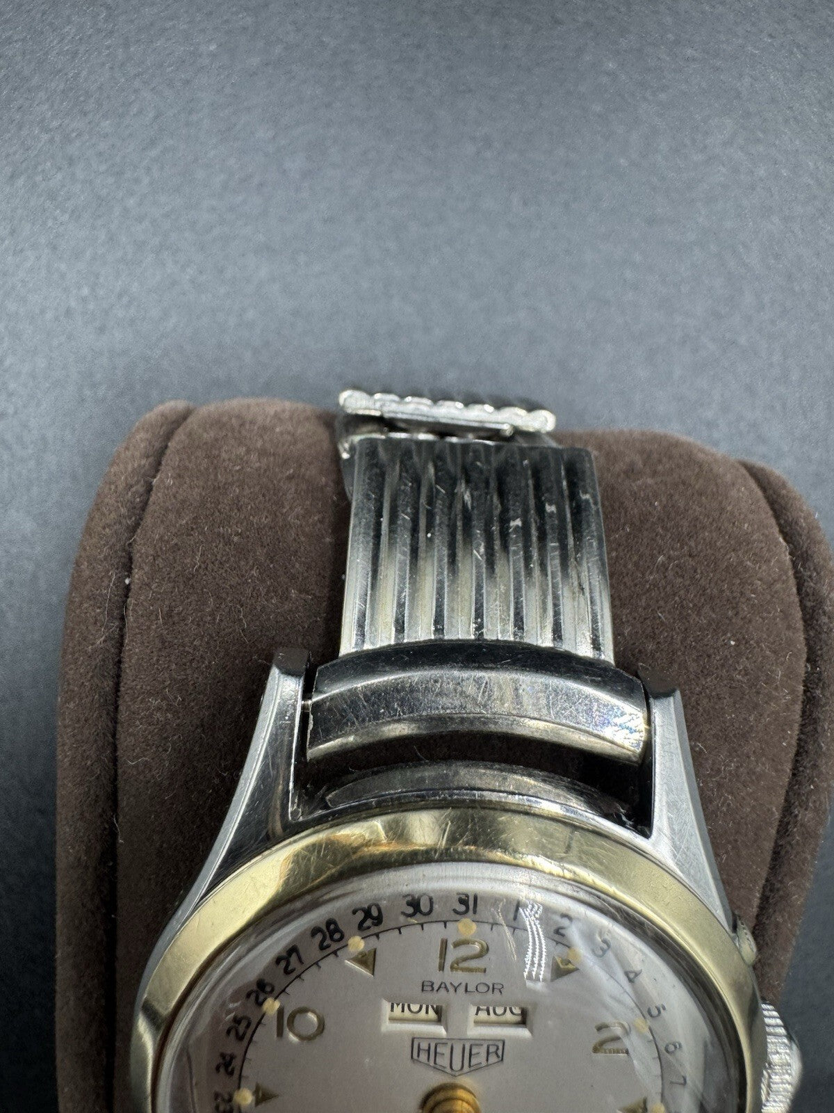 Antique Baylor Heuer Triple Date Bumper Automatic Watch 10K GF TOP CAPS Serviced