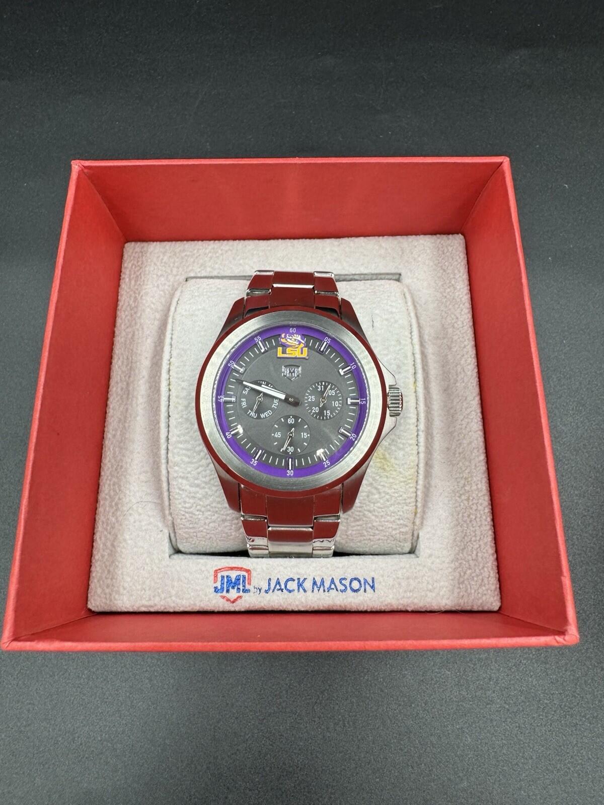 Jack Mason LSU Tigers Chronograph Watch Purple Dial Stainless Steel Original Box