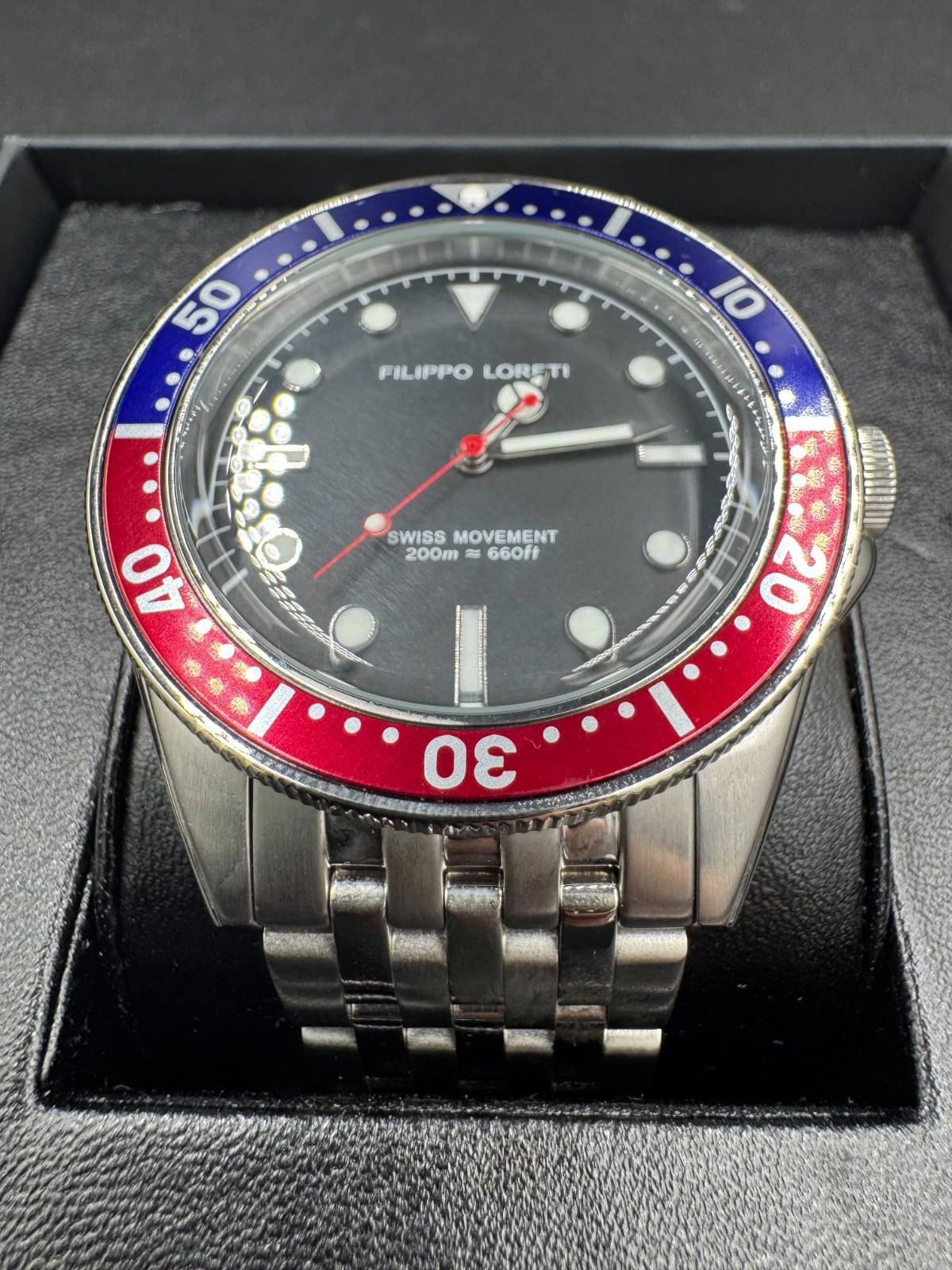Brand New Filippo Loreti Subacqueo Red Blue Pepsi Bezel Diver Watch Box Swiss Mv