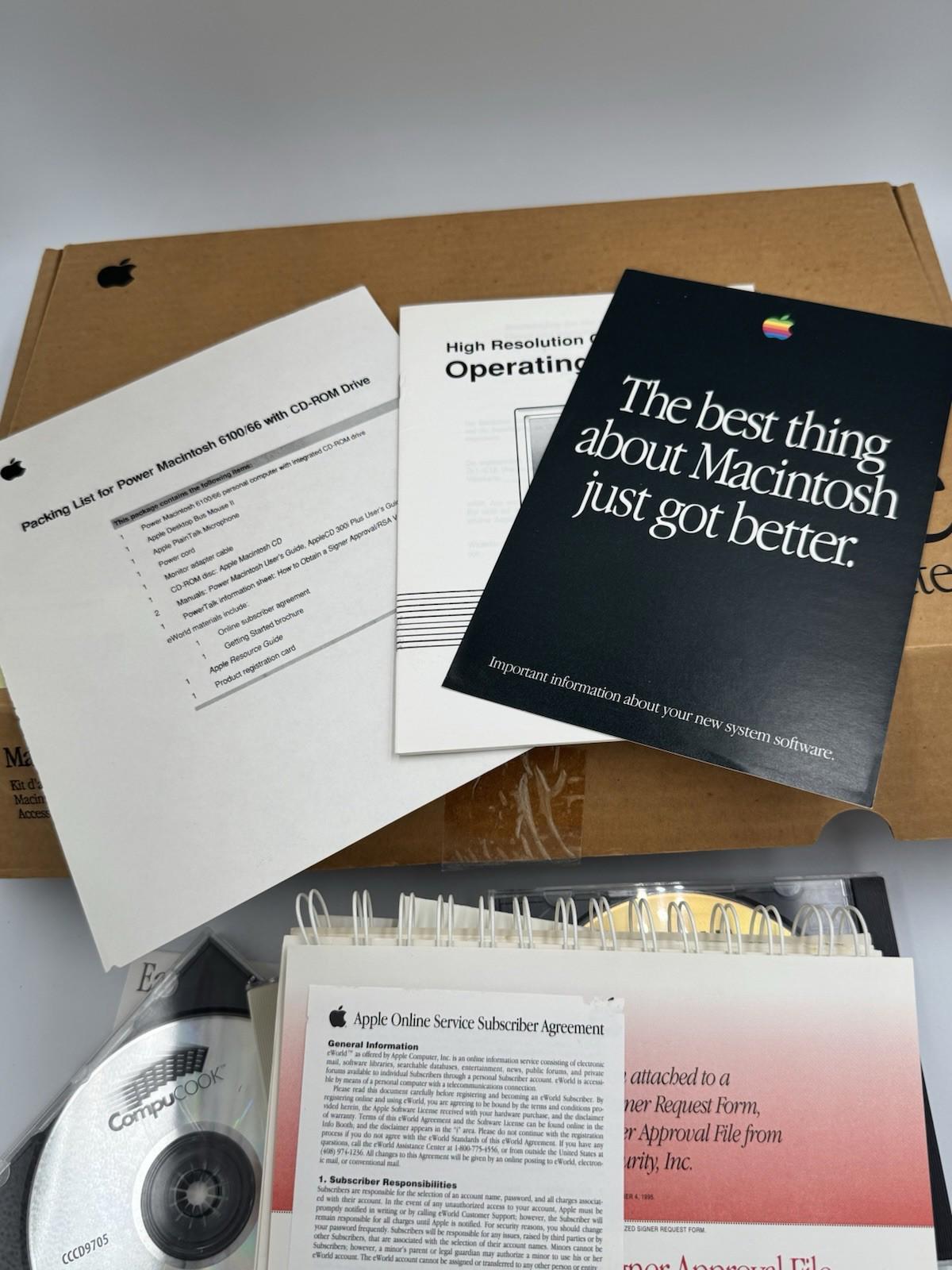 Apple Power Macintosh 6100/66 Manuals, Disks & Original Box