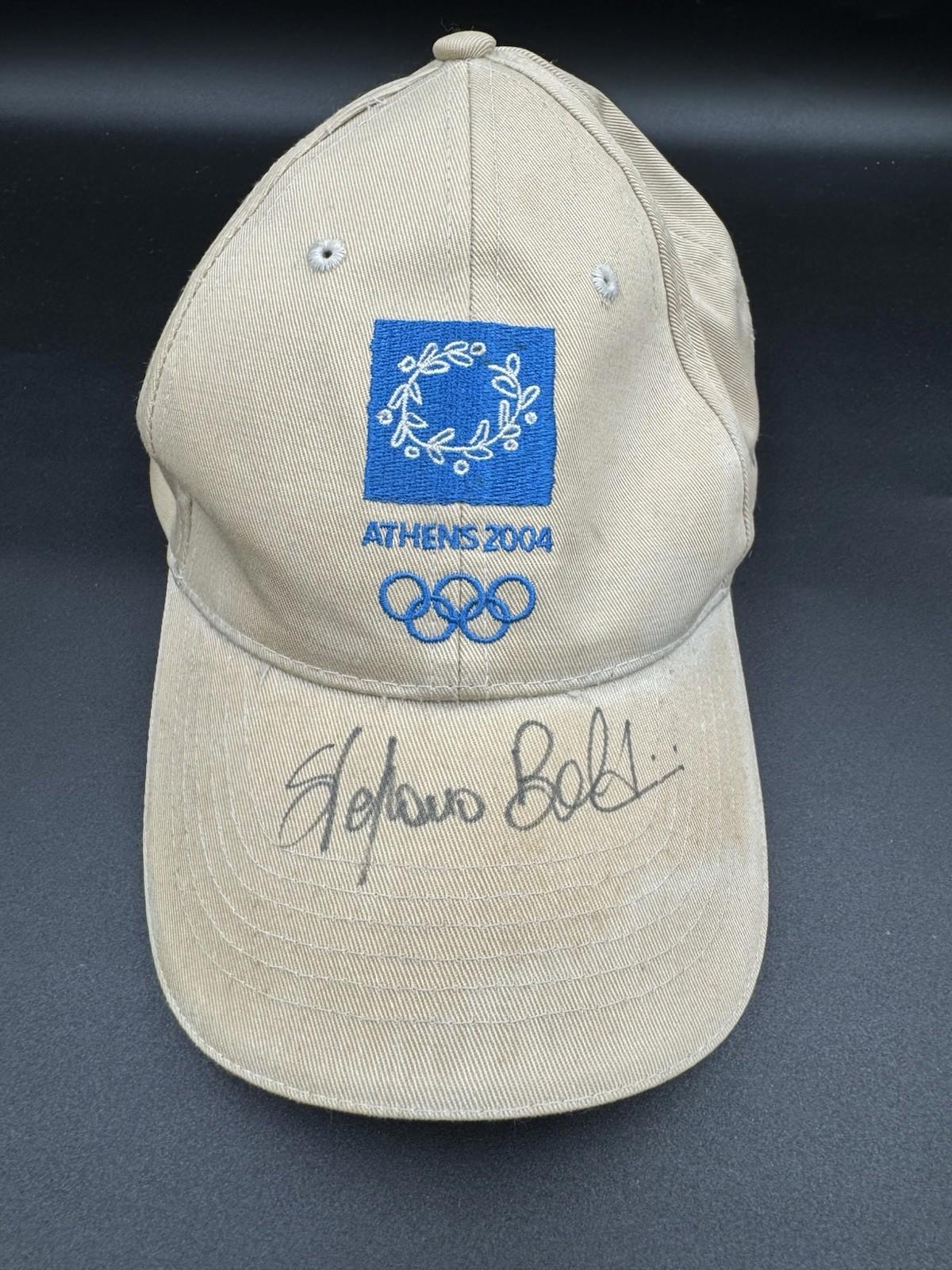 Vintage Athens 2004 Olympics High Official Hat Signed Stefano Baldini Marathon G