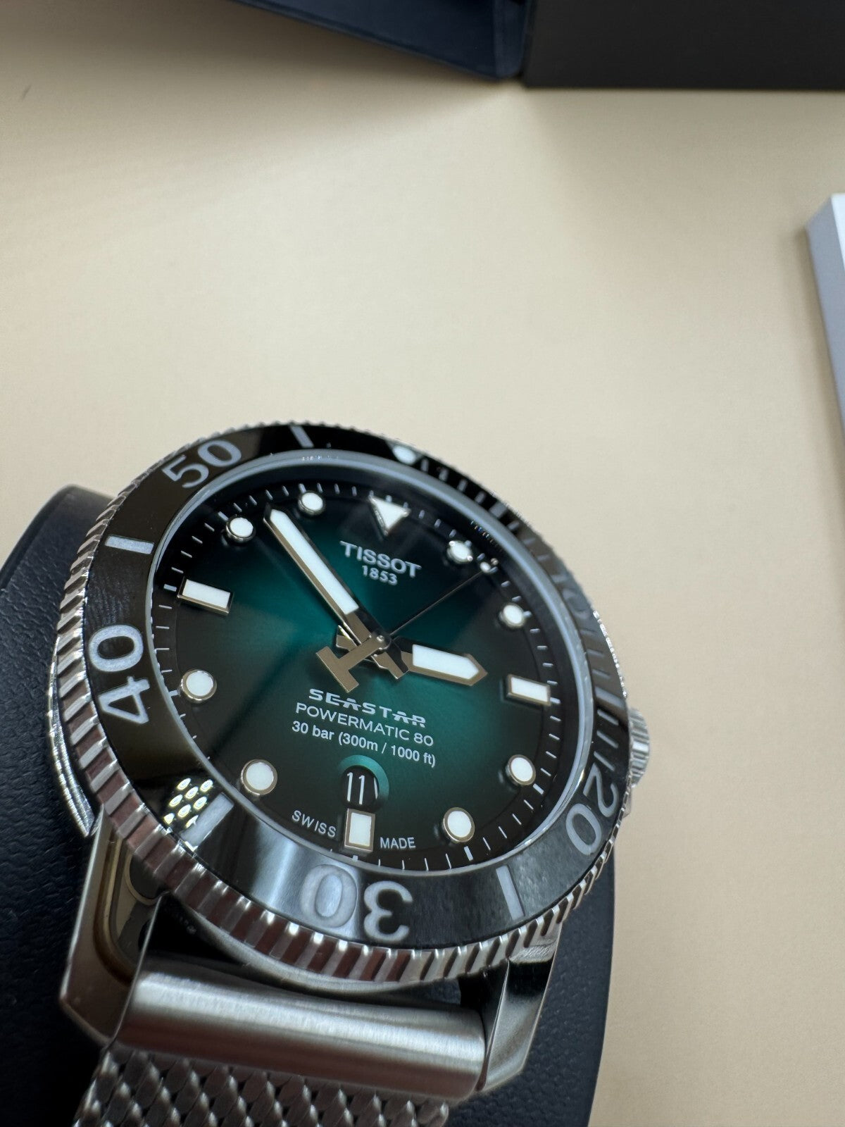 Tissot Seastar 1000 Powermatic 80 Green Dial 43MM Men's Watch T120.407.11 Box VG