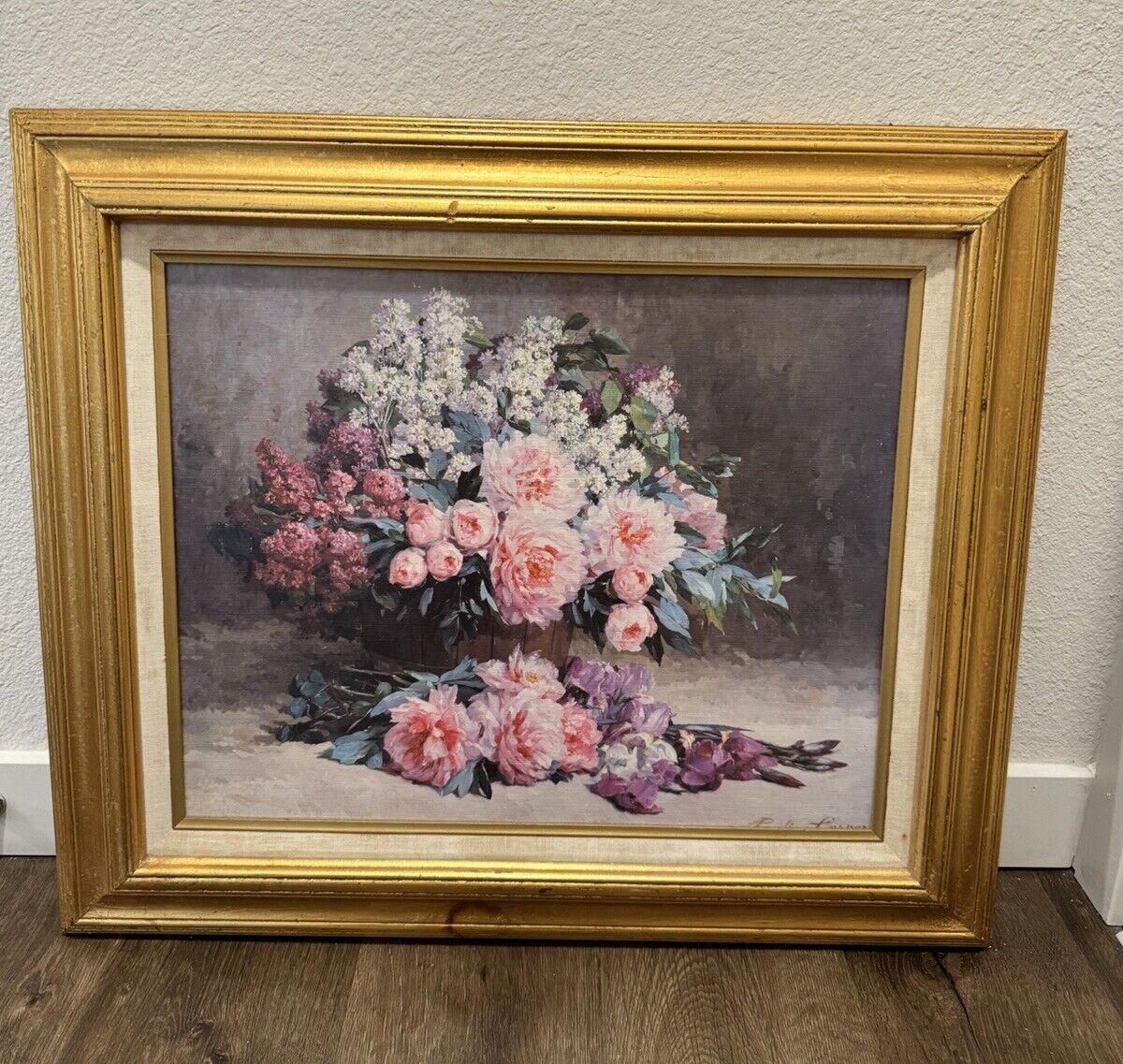 Pauline Casper’s Lilac and Peonies with Irises framed Art VG