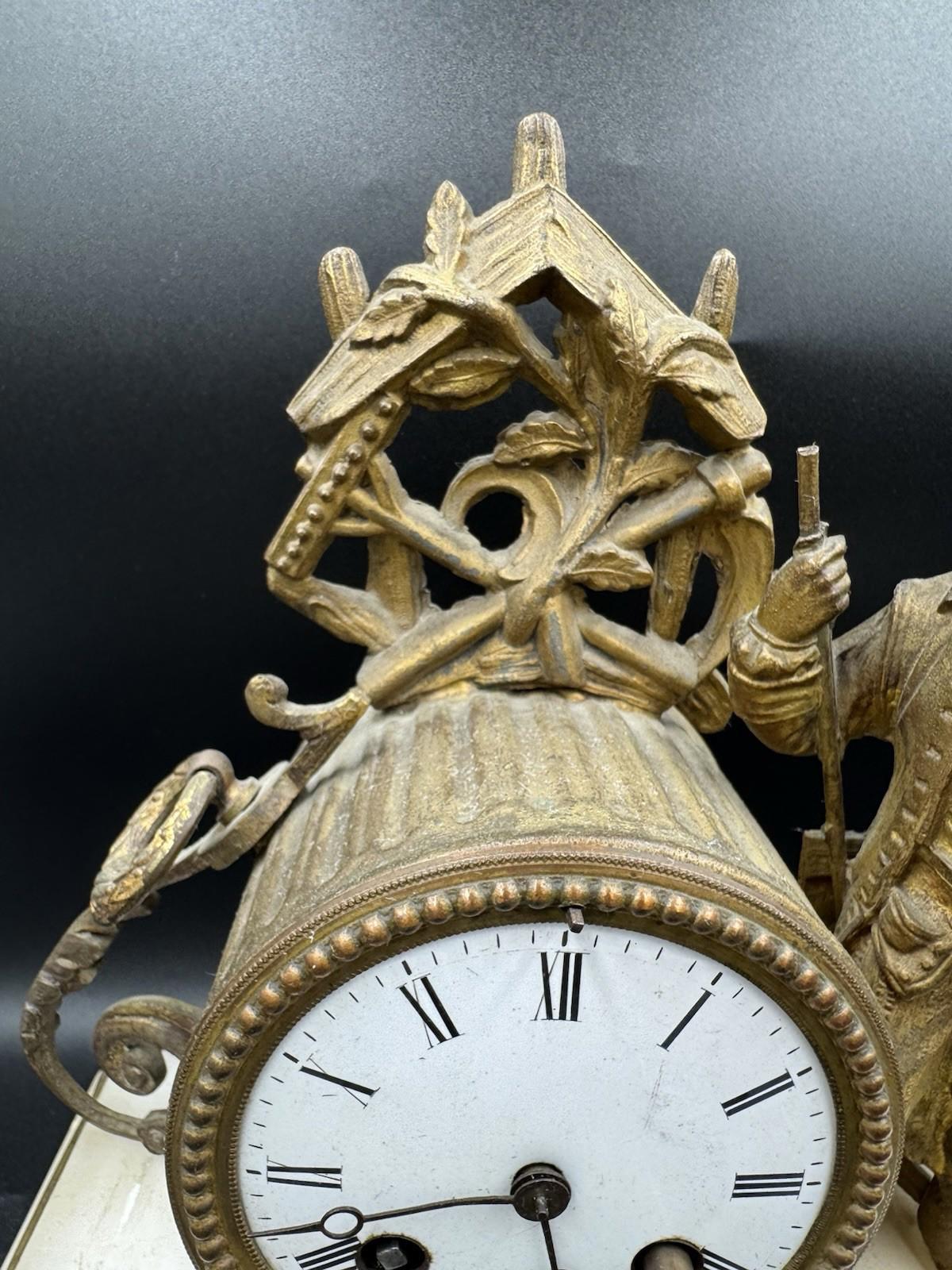 Antique Japy Freres Figural Musketeer Mantel Clock H. Molle