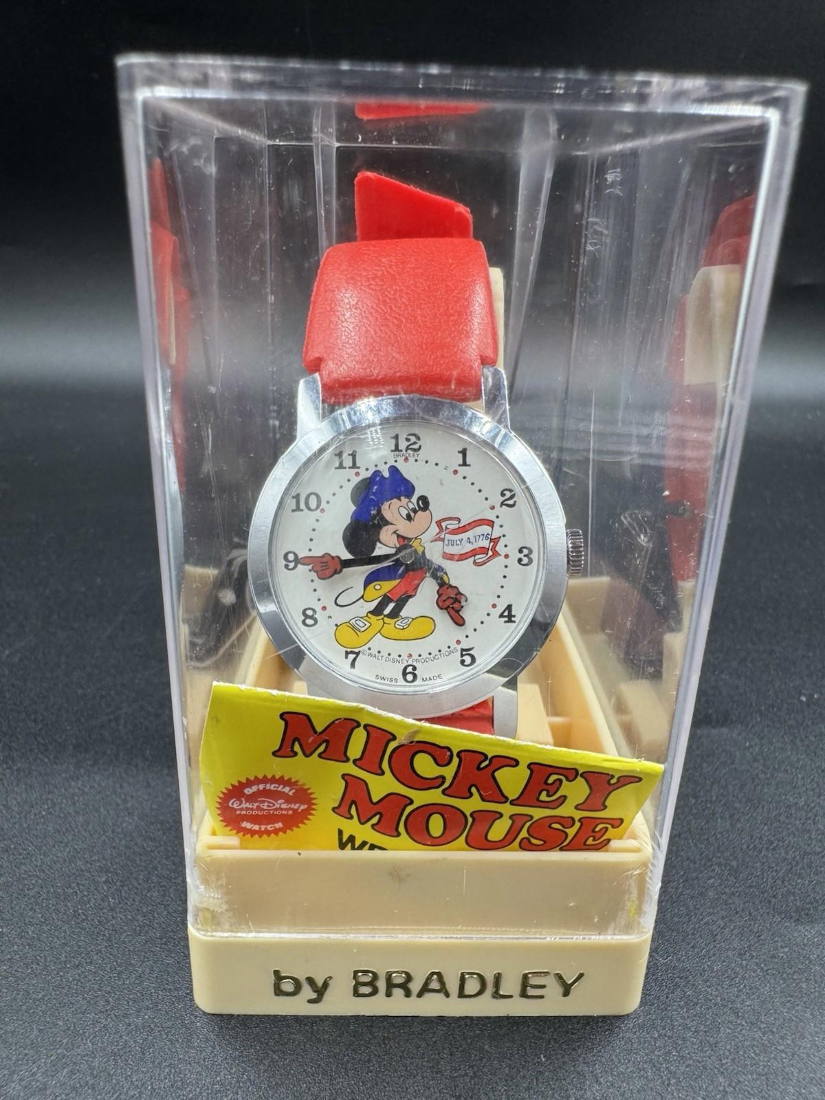 Bradley Mickey Mouse Bicentennial Watch 1976 Swiss In Box Commemorative Edition