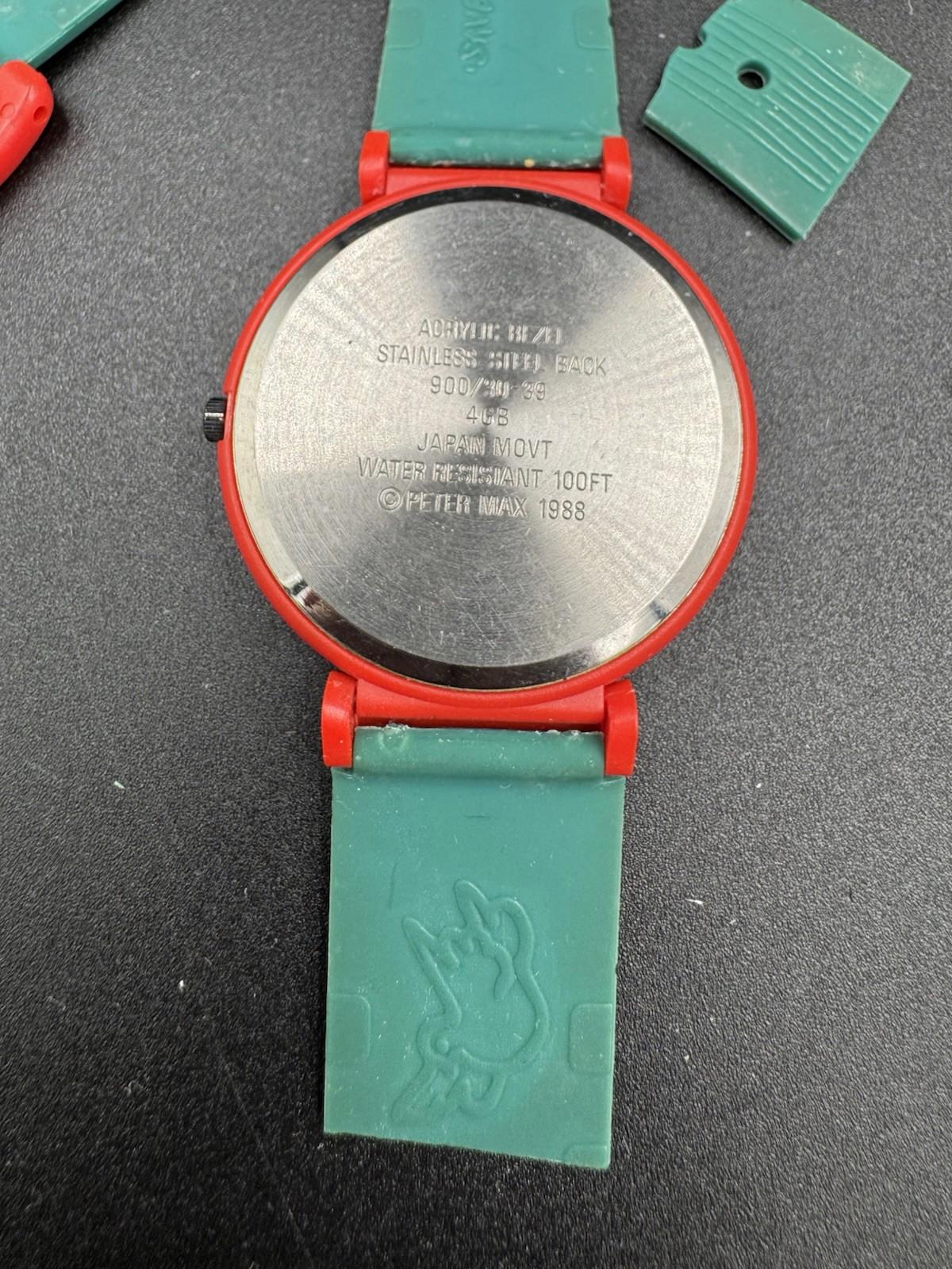 Vtg 1988 Peter Max Neo Max Watch Runner Save The Rainforest New Battery Runs VG+