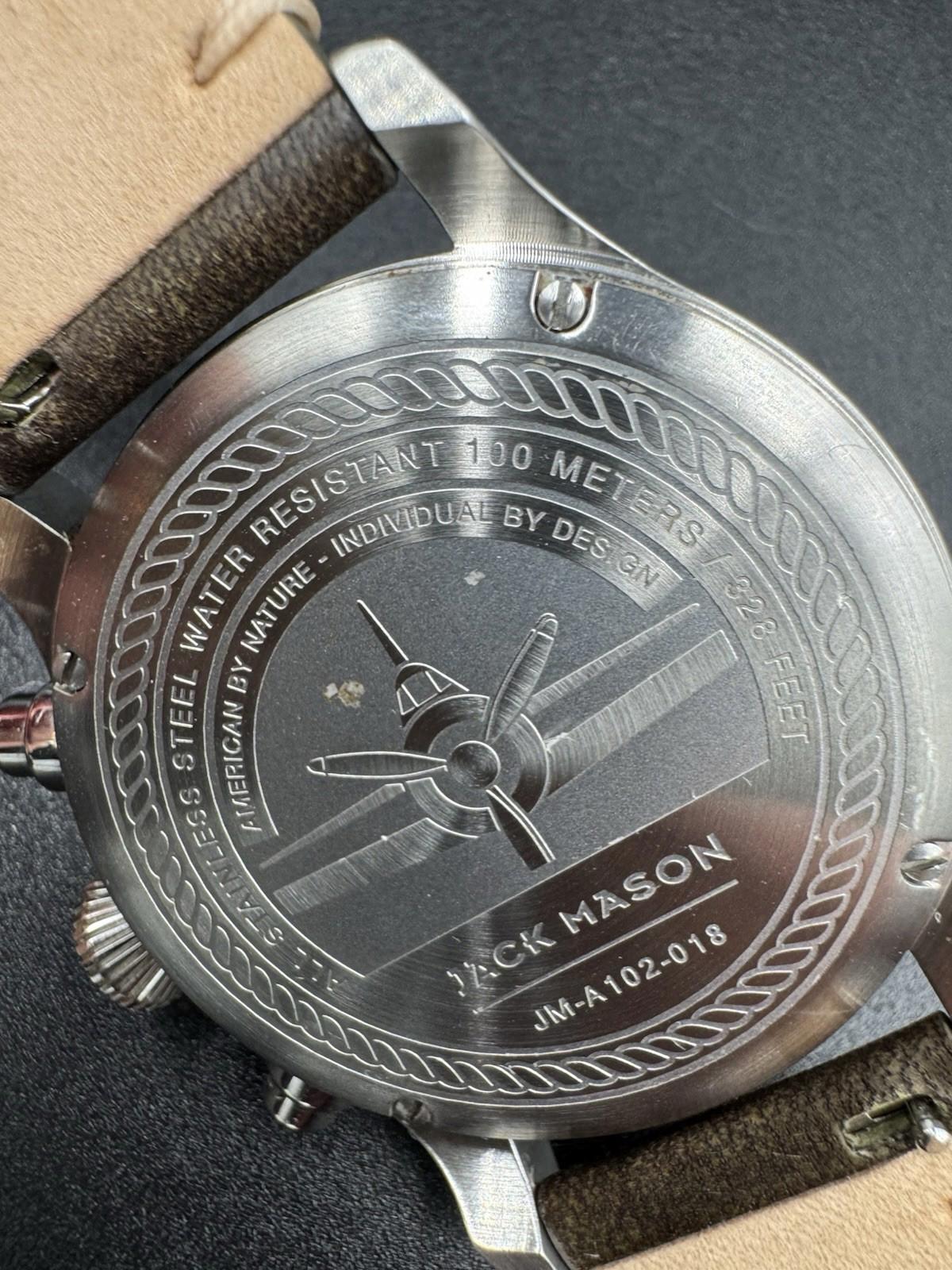 Jack Mason Men's Chronograph Watch Aviator Saddle Leather Strap JM-A102-018 VG+