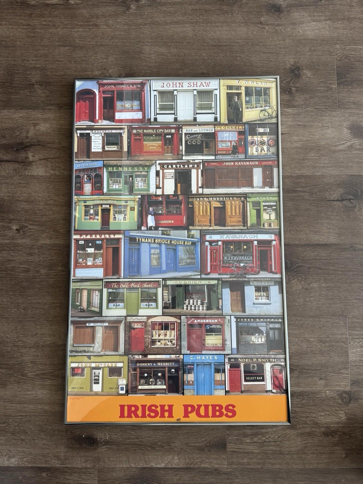 Souvenir Poster Irish Pubs 31 Different Pub Fronts From Ireland - Framed Reyonld