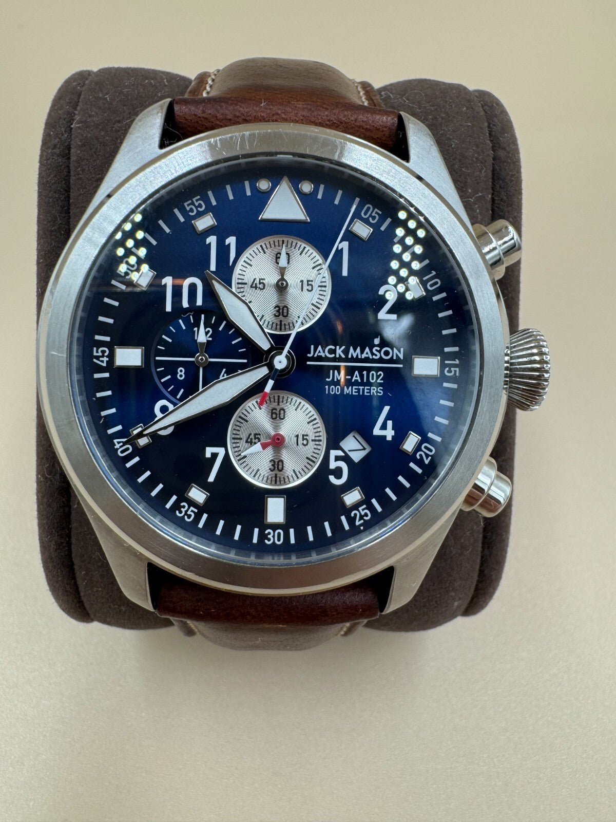 Jack Mason Aviator Chronograph Mens Watch - JM-A102-107 100 Meters Leather Strap