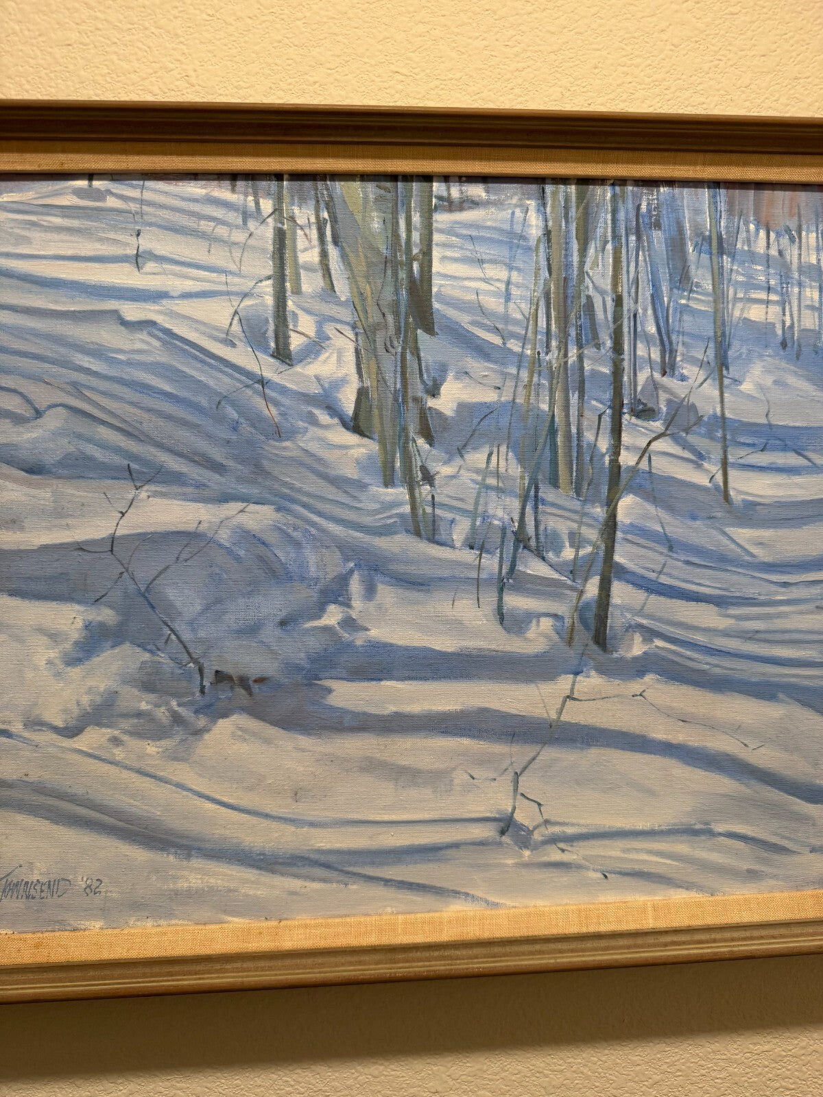 Townsend 1982 Oil Painting Winter Forest Snow Landscape Signed Canvas - Very Goo