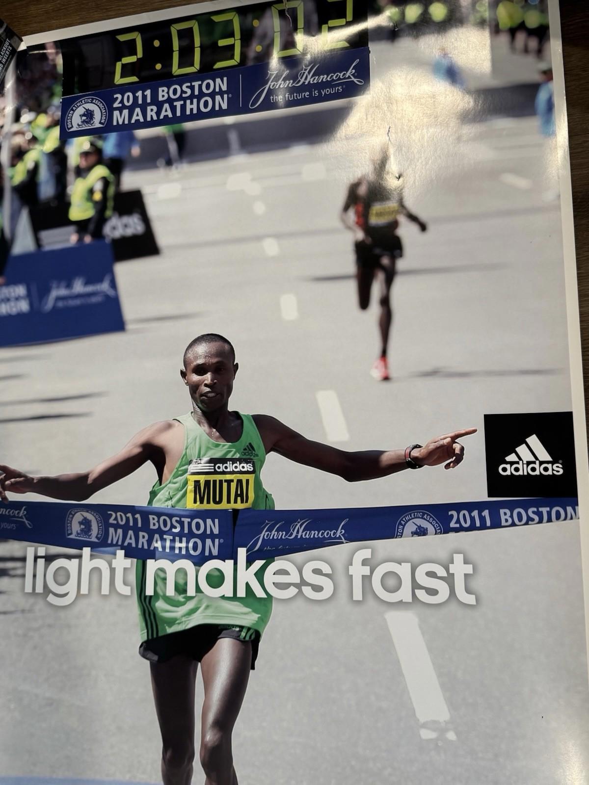 Adidas Geoffrey Mutai 2011 Boston Marathon Winner Poster 24x36 Kenyan Rare Fast
