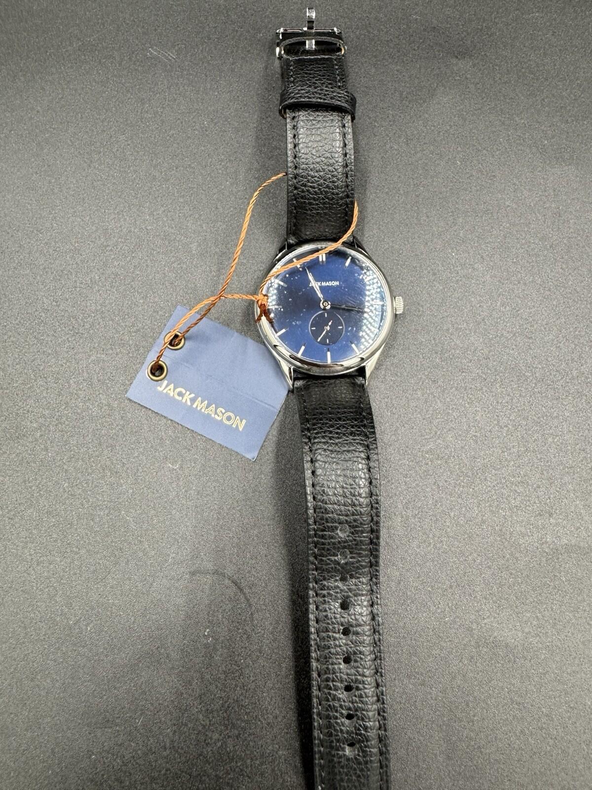Jack Mason Ellum Watch Naby Blue Black Leather JM-H201-007 Brand New Rare 10ATM