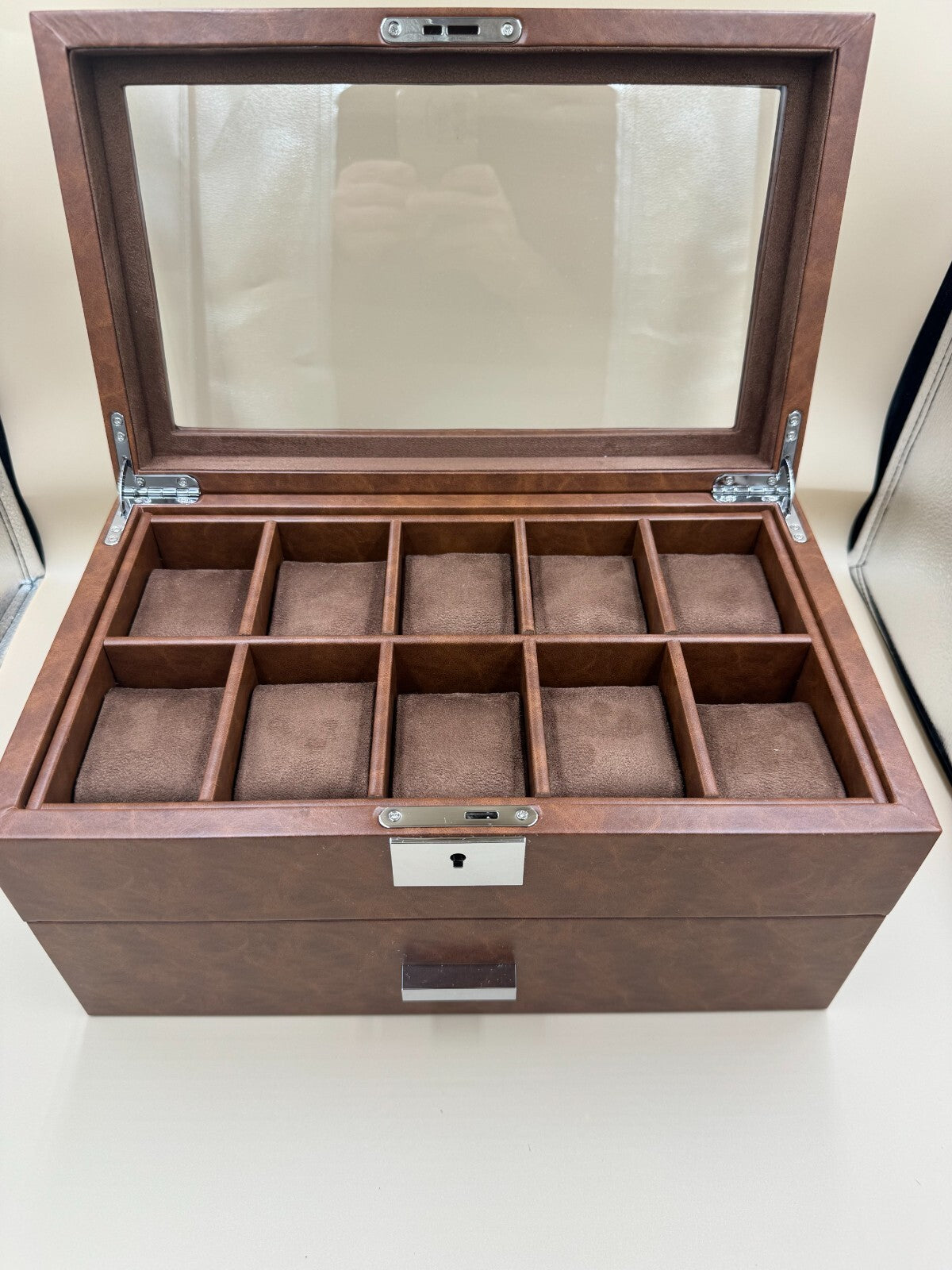 Rothwell 20 Slot Leather Watch Box Luxury Case Display Organizer - San Francisco